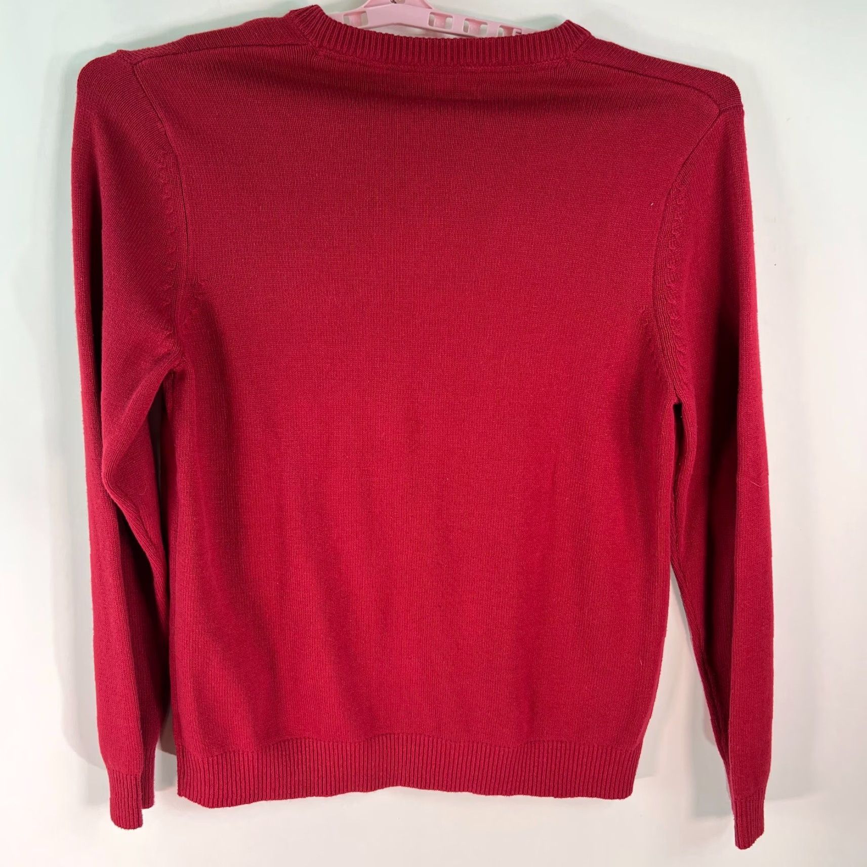 Izod IZOD Mens Sweater Long Sleeve V-Neck Red Pullover Size L Knit Cotton Blend Solid Casual Size US L / EU 52-54 / 3 - 2 Thumbnail