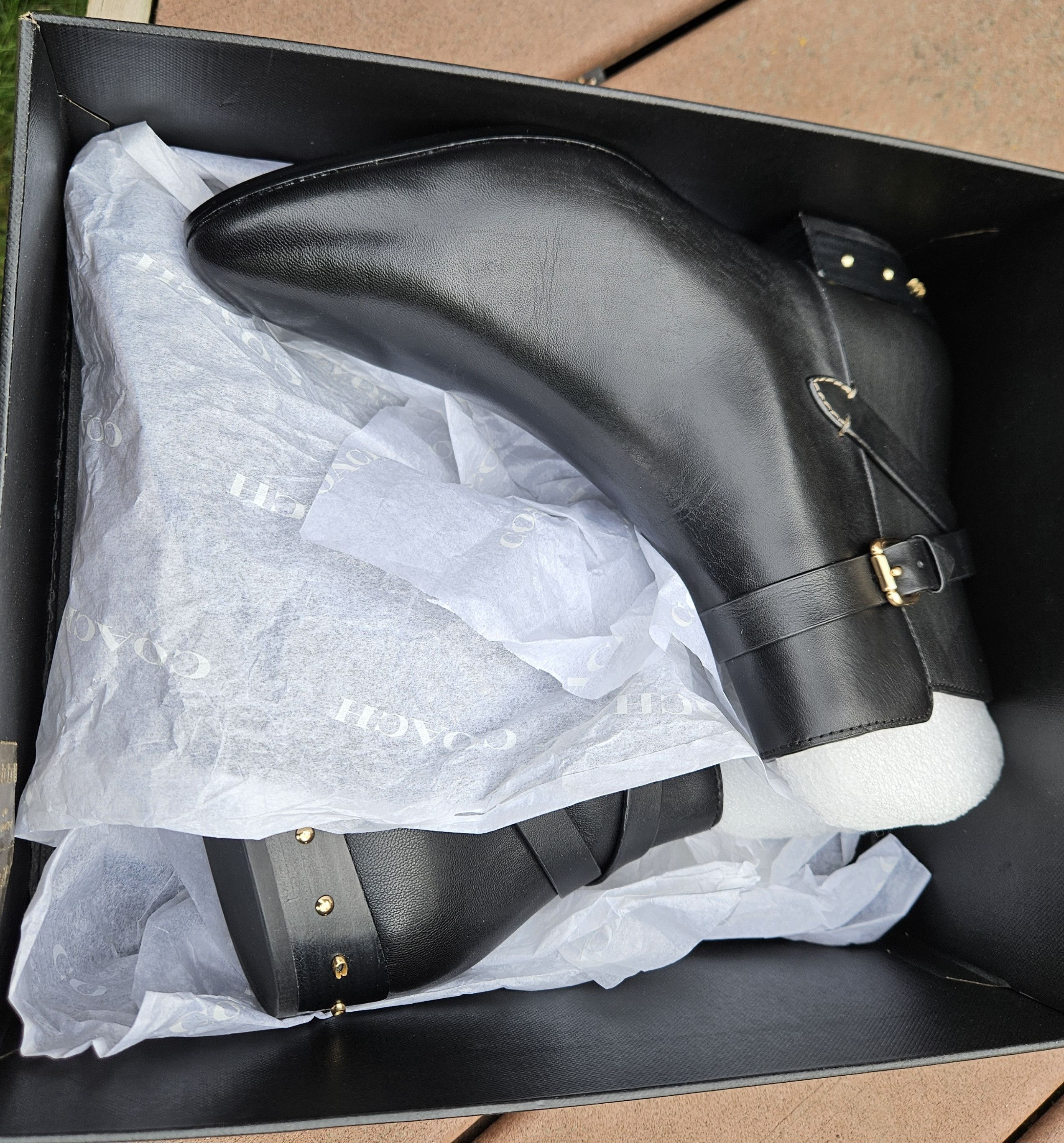 Coach Kaitlin Leather Black Ankle Boot Size US 7 / IT 37 - 4 Thumbnail