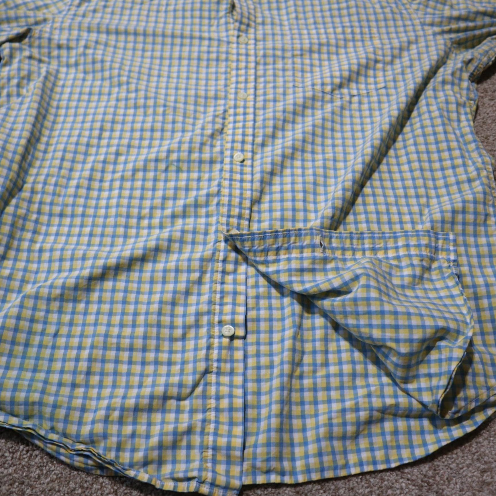 Banana Republic Banana Republic Shirt Button-Up Men Yellow Blue Plaid Multicolor Cotton Slim Long Sleeve Size 17.5 Regular Size US XXL / EU 58 / 5 - 4 Thumbnail