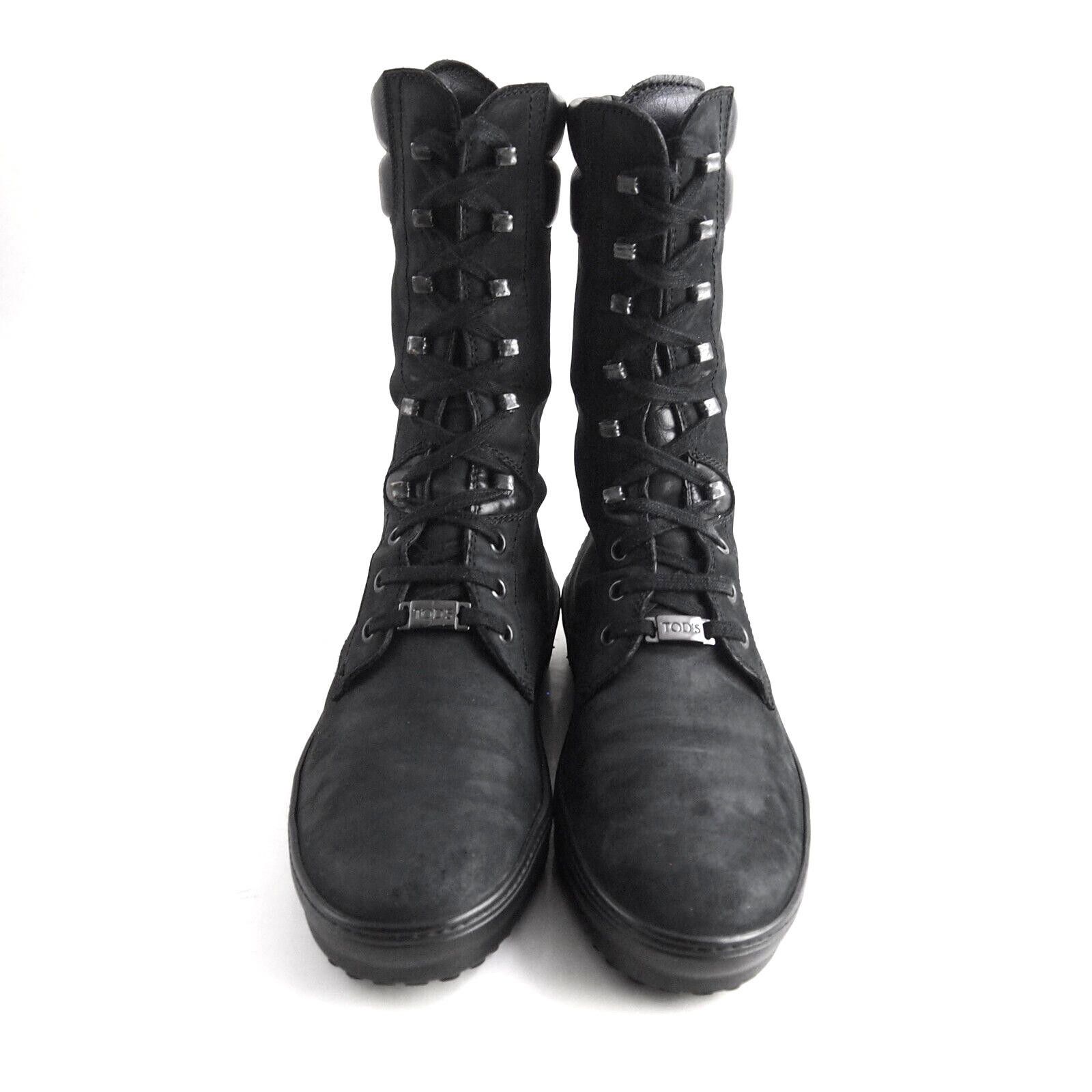 Tod's TODs Combat Boots Black Suede Suede Size US 7 EU 37 $620 Size US 7 / IT 37 - 3 Thumbnail