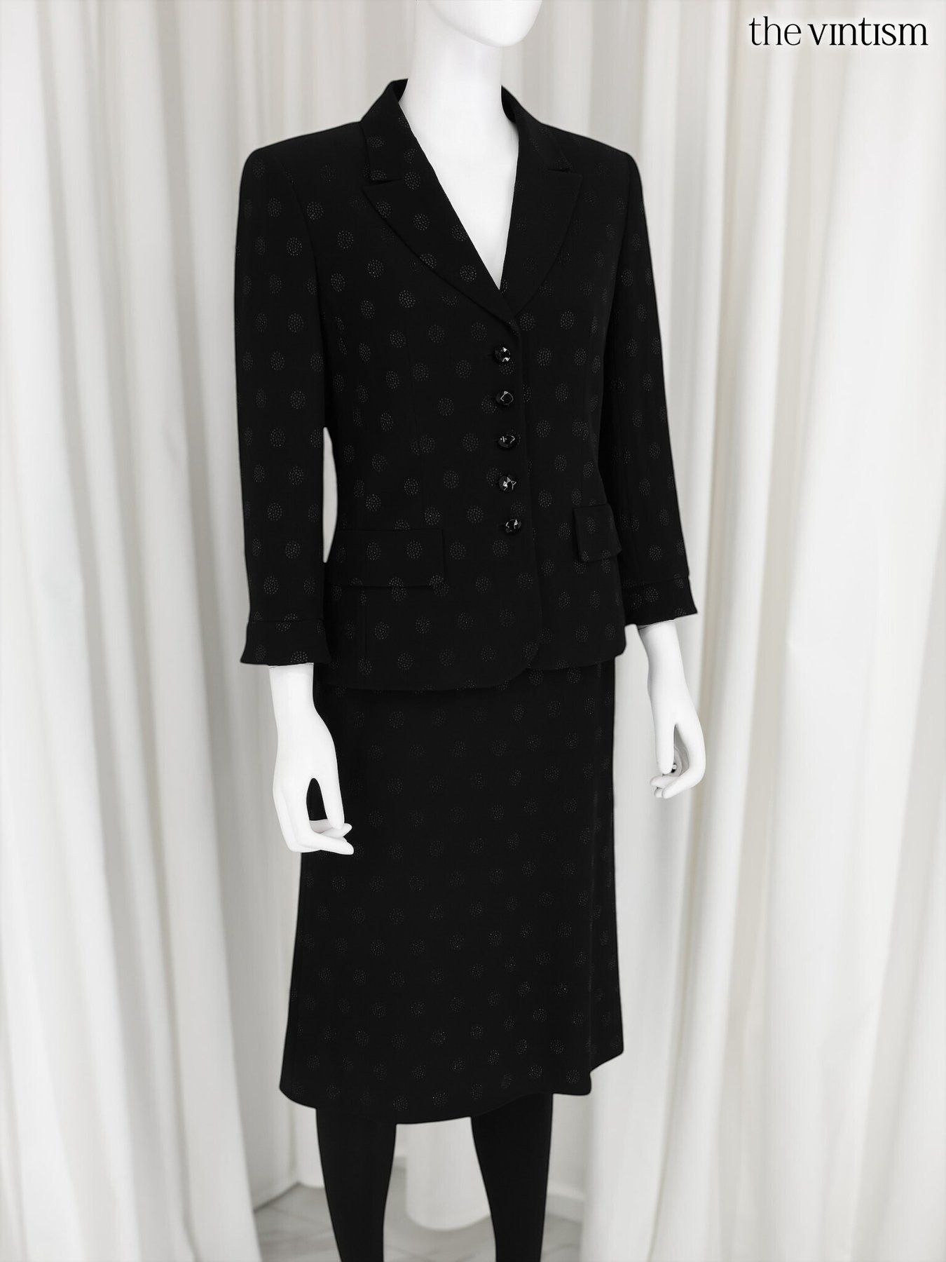 Escada Escada Black Pattern Skirt Suit Set Acetate/Rayon XS/S 34/36 Size XS / US 0-2 / IT 36-38 - 2 Thumbnail