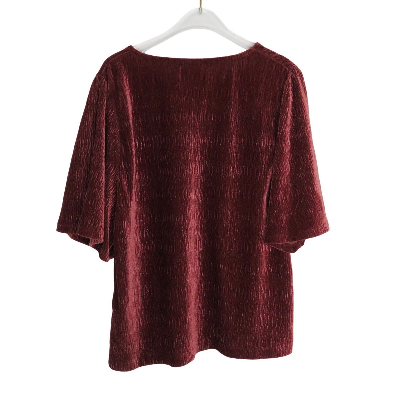 Madewell Madewell Crinkle Velvet Flutter Sleeve Top Dusty Burgundy Size M / US 6-8 / IT 42-44 - 4 Thumbnail