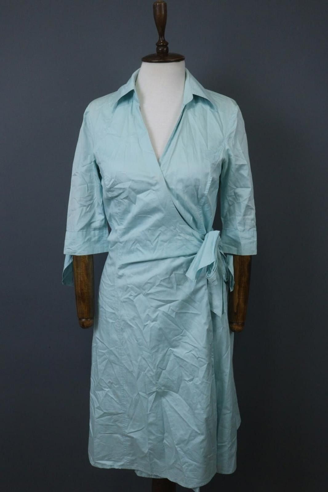 Polo Ralph Lauren Laurel Blue 100% Cotton Collared Belted Wrap Dress Size 36 Size M / US 6-8 / IT 42-44 - 1 Thumbnail
