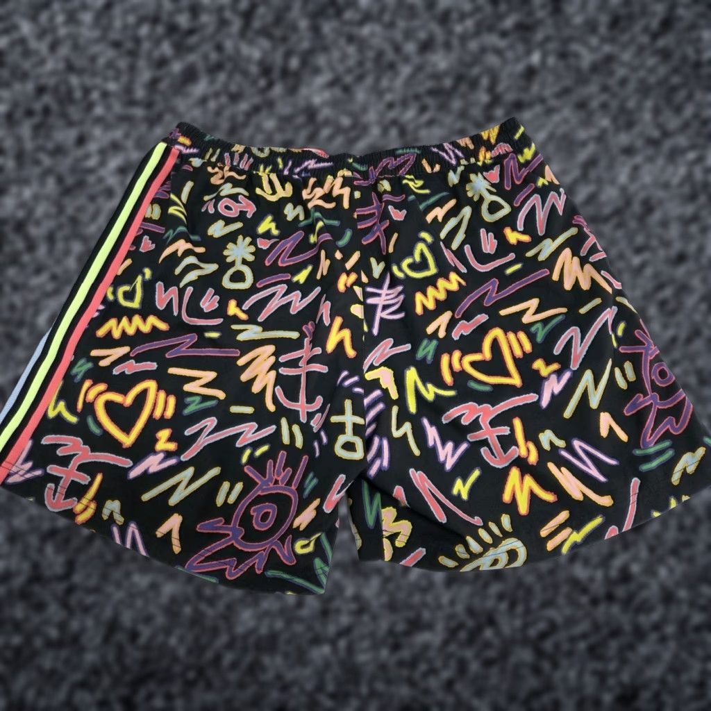 Adidas Adidas Mens Athletic Shorts Zippered Pocket Drawstring Embroidered Logo 36 Multicolor XL Sports Gym Training CrossFit Size US 36 / EU 52 - 1 Thumbnail