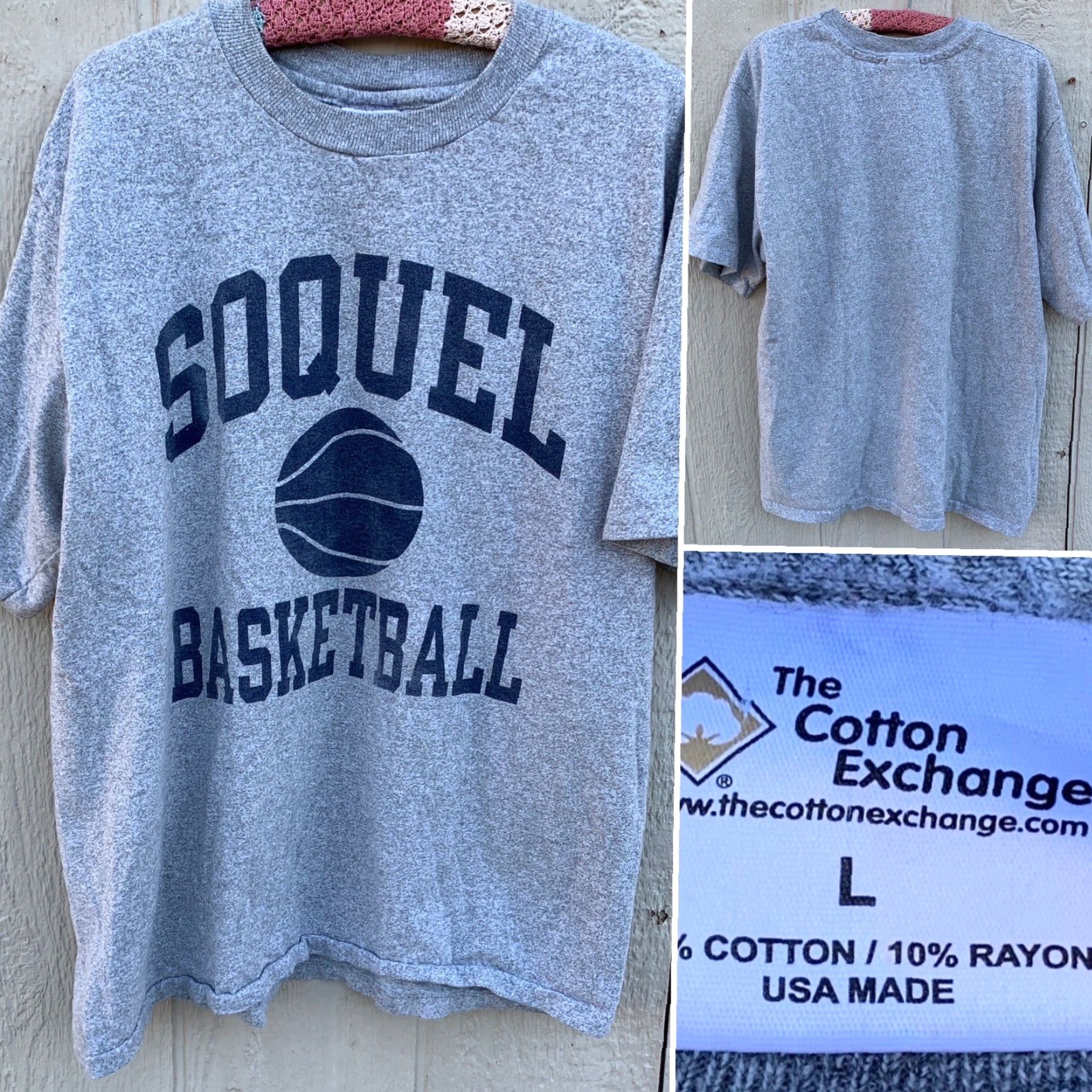 Vintage VINTAGE The Cotton Exchange Soquel Basketball T Shirt Single Stitch Graphic Tee Men L Gray Cotton Blend Short Sleeve Sports 90s 80s Fan Shirt Mens Size US L / EU 52-54 / 3 - 2 Thumbnail