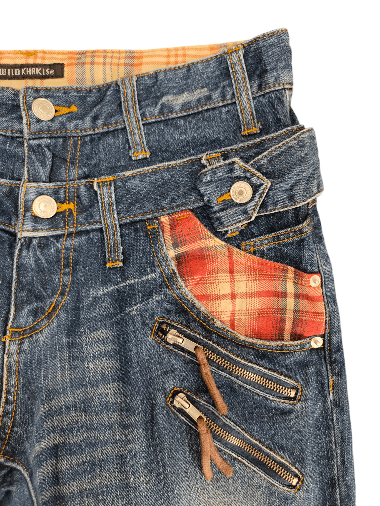 If Six Was Nine Vintage Y2k Wild Khakis Double Waist Clawmark Faded Jeans Size US 32 / EU 48 - 4 Thumbnail