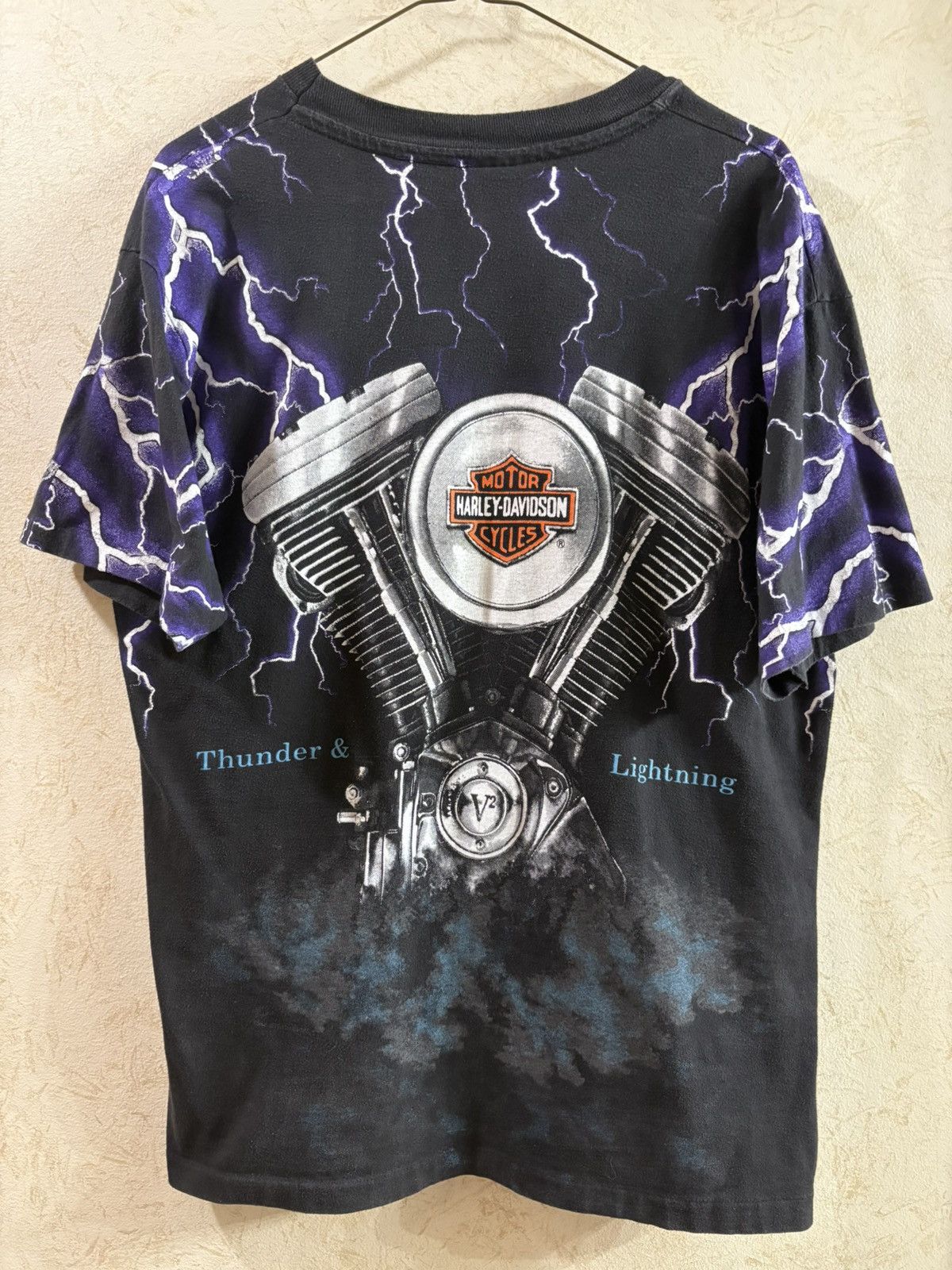 Harley Davidson Vintage 90s Harley Davidson Purple Lightning AOP Tee Size US L / EU 52-54 / 3 - 2 Thumbnail