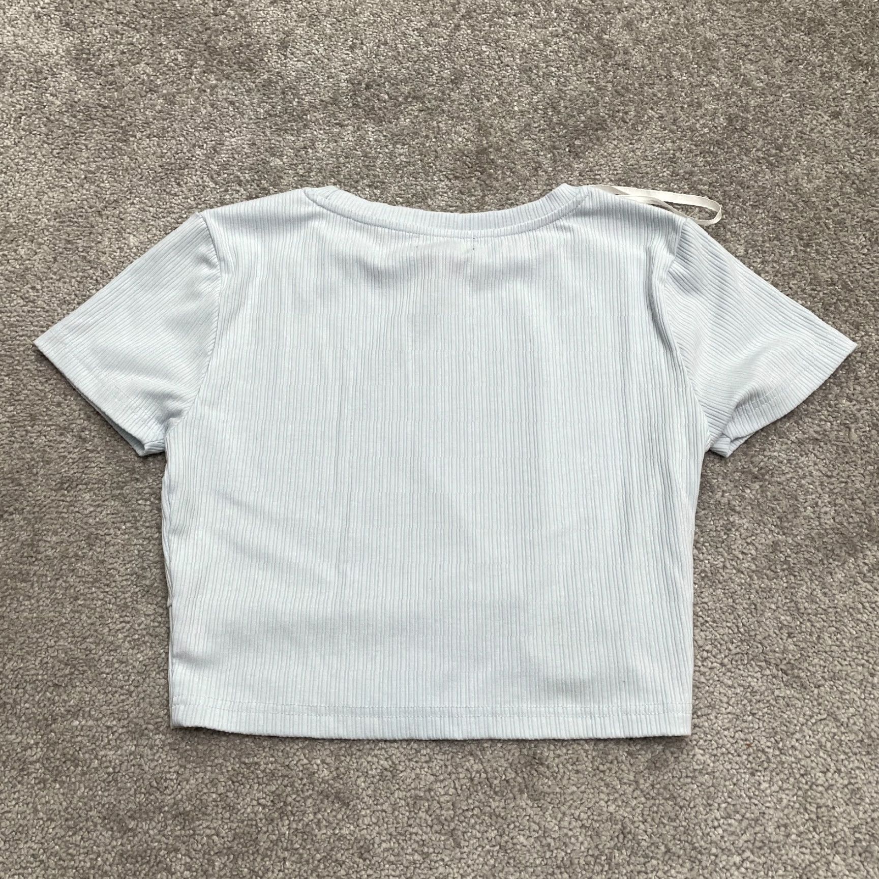 AQUA Aqua Cropped Top WOmens Small Pastel Blue Short Sleeve Casual By Bloomingdale's Size S / US 4 / IT 40 - 2 Thumbnail
