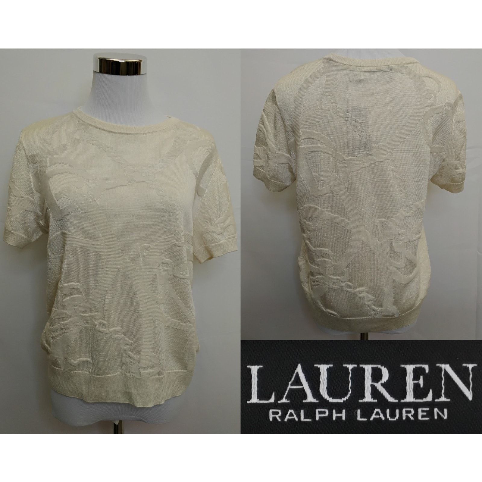 Ralph Lauren Ralph Lauren Women's Short Sleeve Sweater L Cream NWT Size XL / US 12-14 / IT 48-50 - 1 Thumbnail