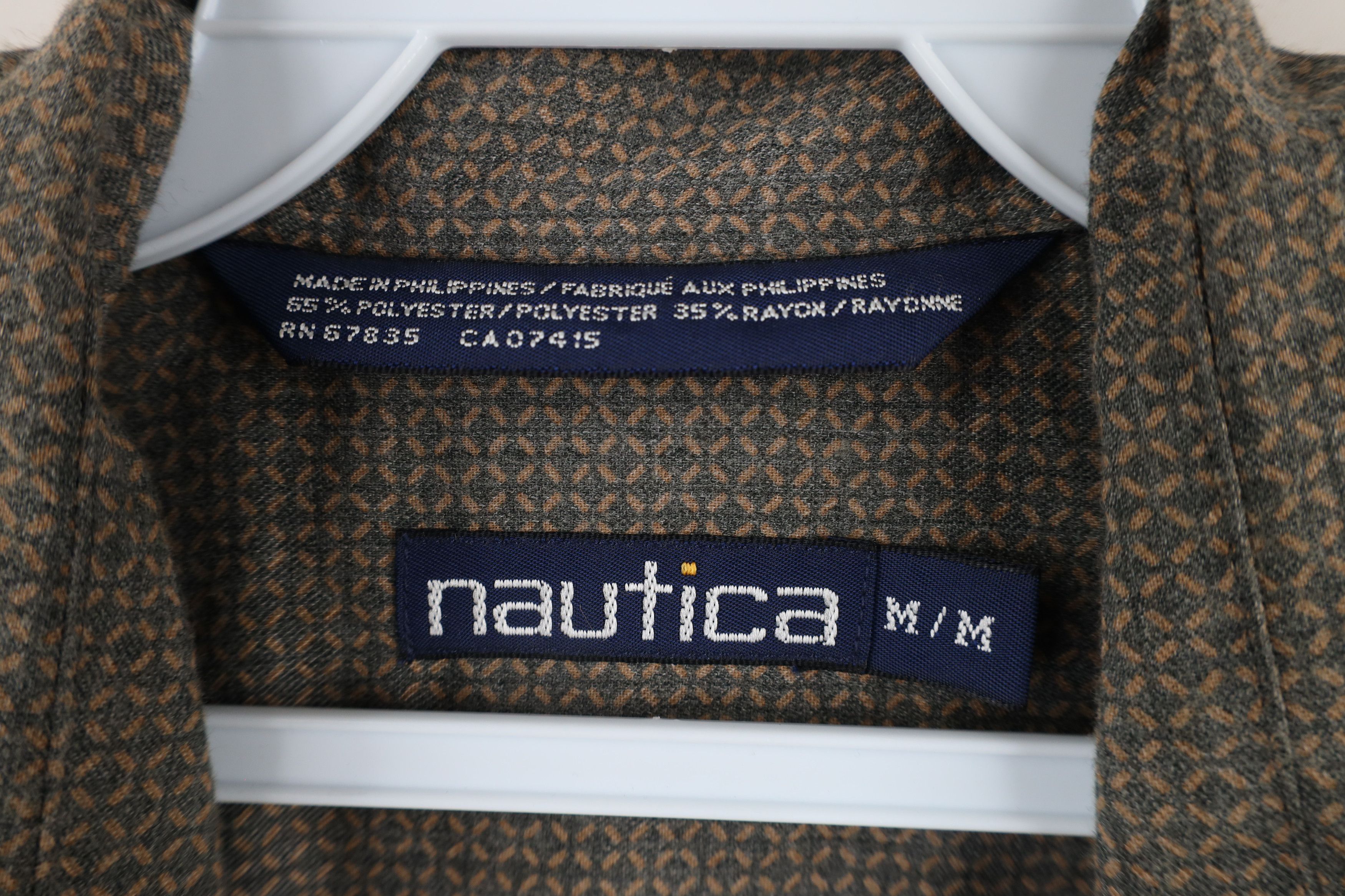 Nautica × Vintage Vintage 90s Nautica Rayon Blend Collared Button Shirt Size US M / EU 48-50 / 2 - 5 Thumbnail