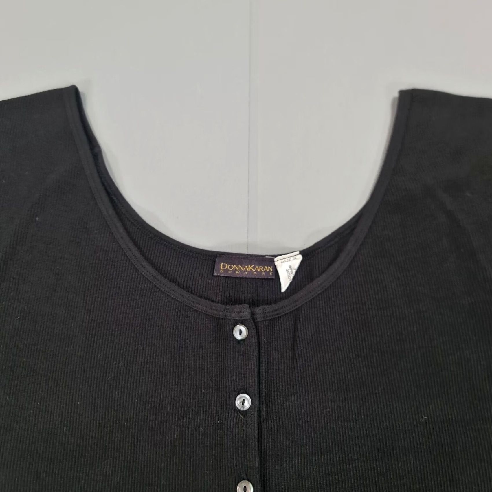 Donna Karan Donna Karan Bodysuit Black Large Cotton Short Sleeves Top Women Vintage Regular XS? Size L / US 10 / IT 46 - 3 Thumbnail