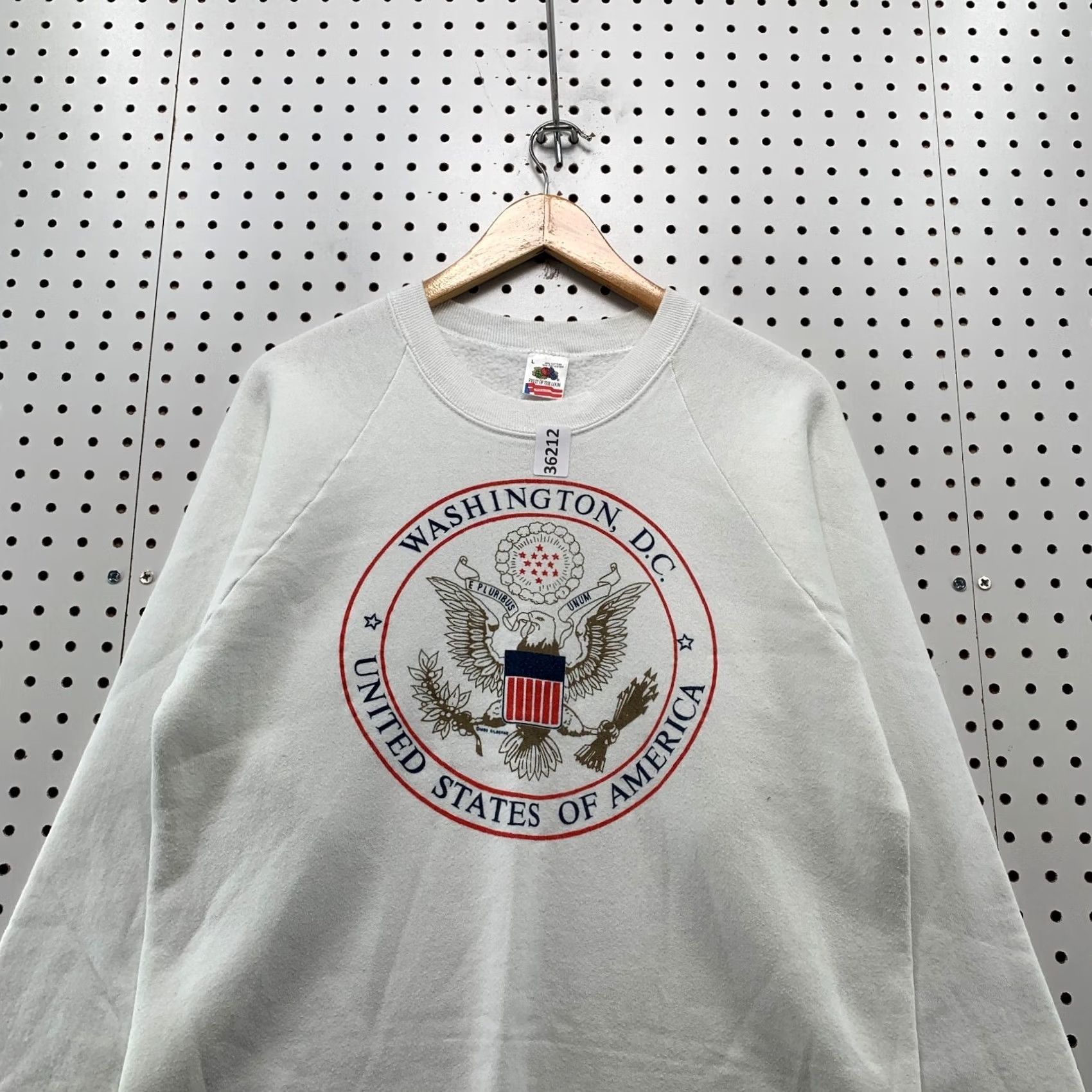 Fruit Of The Loom VINTAGE Washington DC Sweatshirt Mens Large White Raglan Made USA Crewneck 90s USA Fruit of the Loom Sweatshirt Size US L / EU 52-54 / 3 - 5 Thumbnail