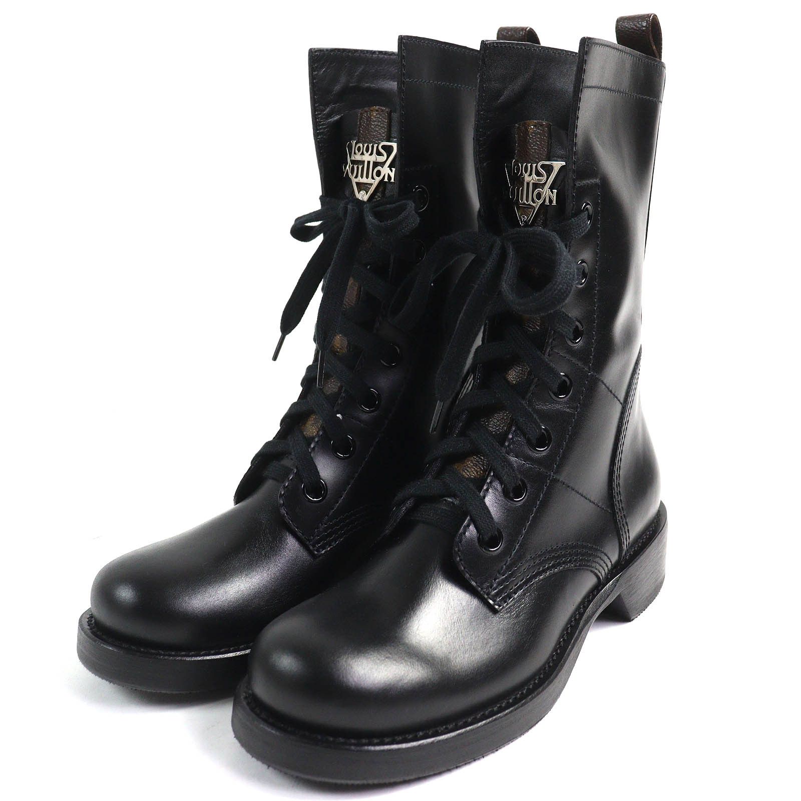 Louis Vuitton Louis Vuitton Metropolis Monogram Leather Boots Canvas Shoes in Black, Women's