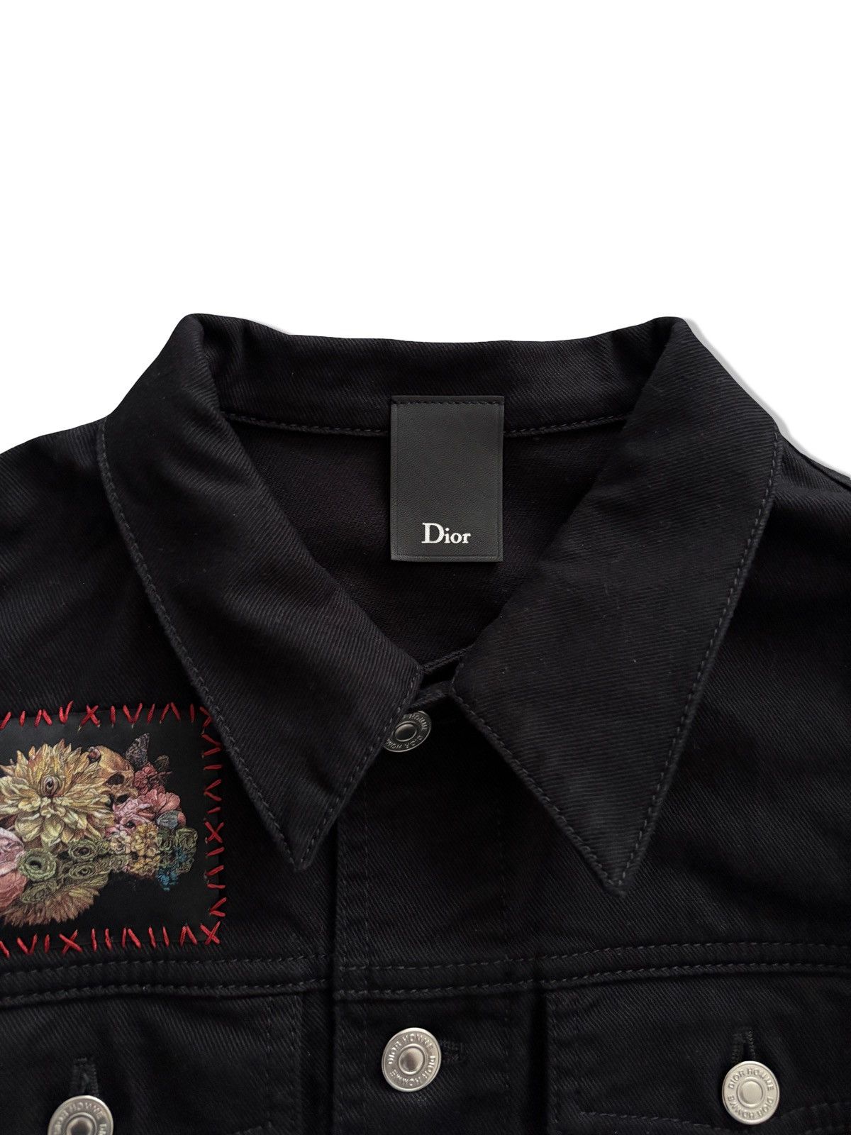 Dior Dior Homme SS17 “Skullroses Patchwork” Denim Jacket Size US S / EU 44-46 / 1 - 2 Thumbnail