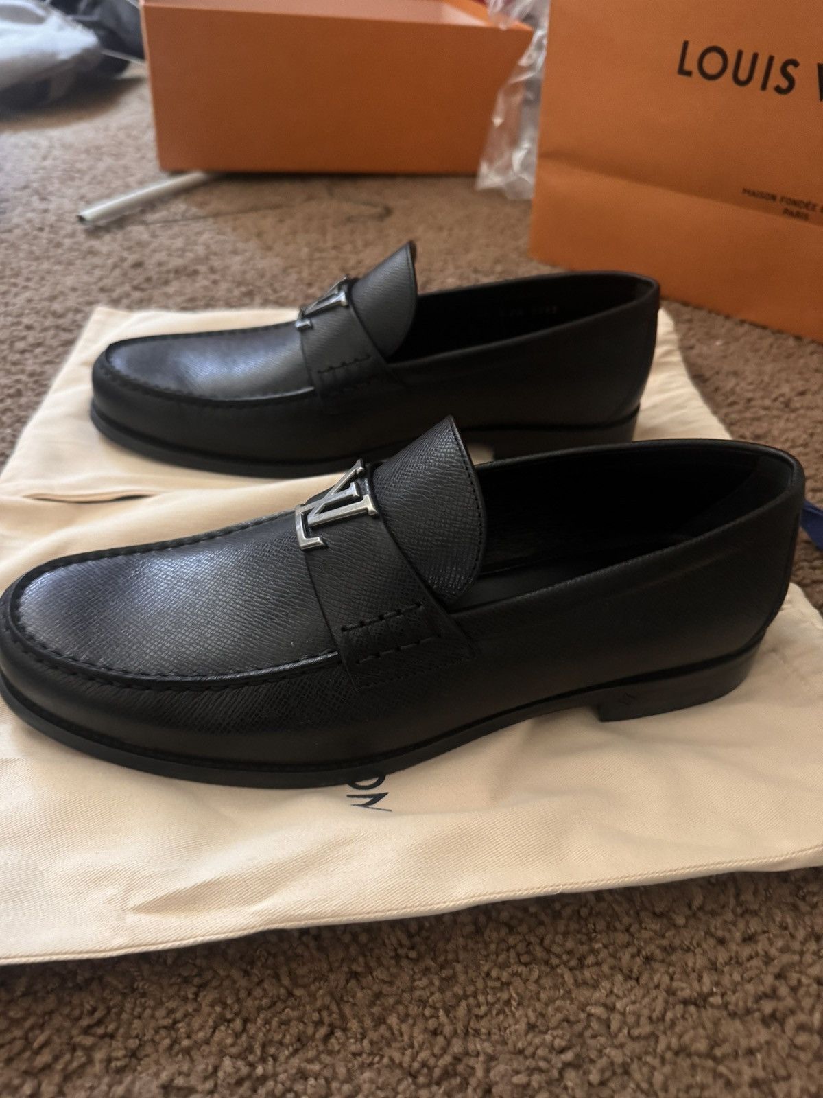 Louis Vuitton Louis Vuitton Major Loafers – Black Taiga Size US 11 / EU 44 - 2 Thumbnail