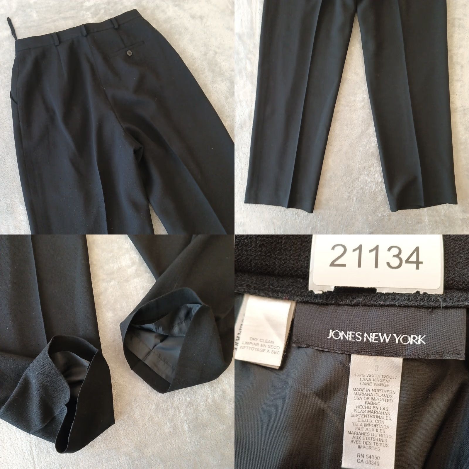 Jones New York Jones New York Dress Pants Womens Size 3 Black Virgin Wool Pleated Pockets Lined Size 26" / US 2 / IT 38 - 8 Thumbnail