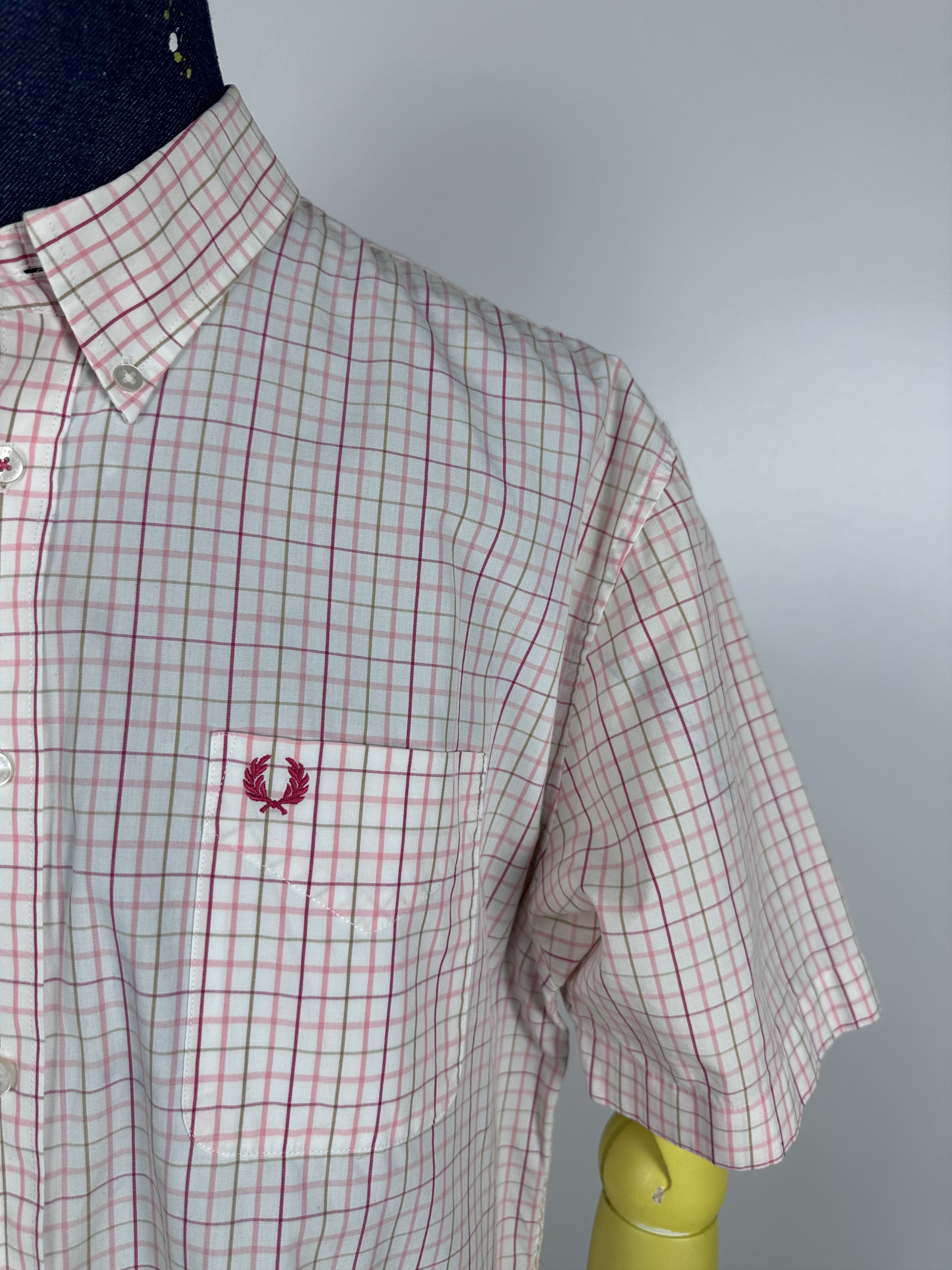 Fred Perry × Vintage Fred Perry Short Sleeve Button Down Shirt Check Patterned Size US XL / EU 56 / 4 - 2 Thumbnail