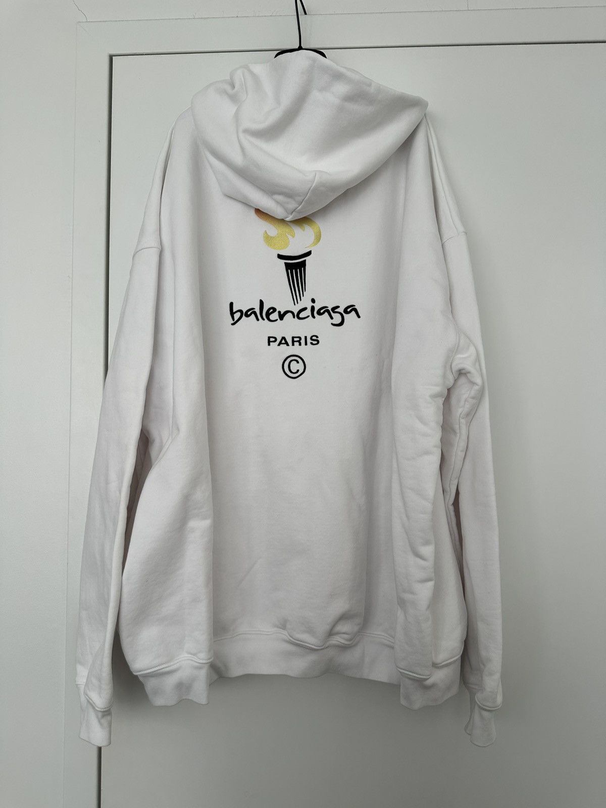 Balenciaga PARIS OLYMPICS EMBROIDERY HOODIE IN WHITE | Grailed