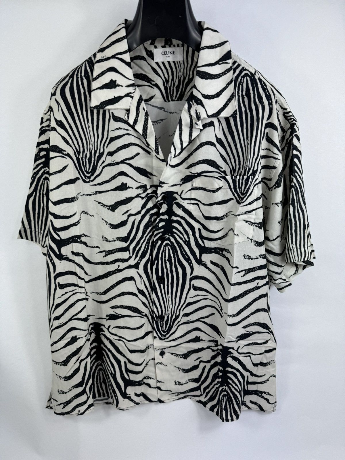 Celine × Hedi Slimane CELINE LOOSE HAWAIIAN SHIRT IN VISCOSE WITH ZEBRA PRINT Size US M / EU 48-50 / 2 - 1 Thumbnail