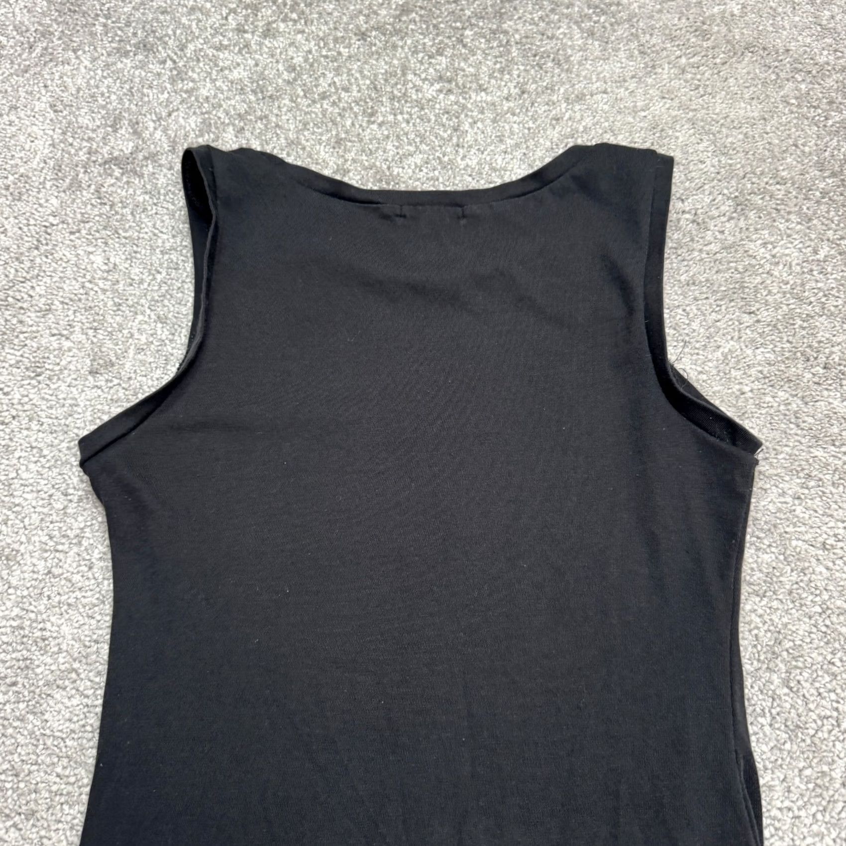 Vintage Leith Bodycon Midi Dress Womens Small Black Sleeveless Stretch Ruched Tulip Hem Casual Workwear Size S / US 4 / IT 40 - 7 Thumbnail