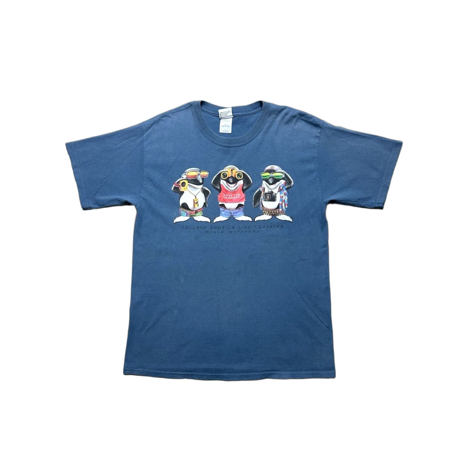 Vintage VINTAGE Animal T-Shirt Whale Watchers Save the Humans Funny Holland Large Men Blue (note: since we cannot add new words, ensure no extra punctuation) Size US L / EU 52-54 / 3 - 1 Thumbnail