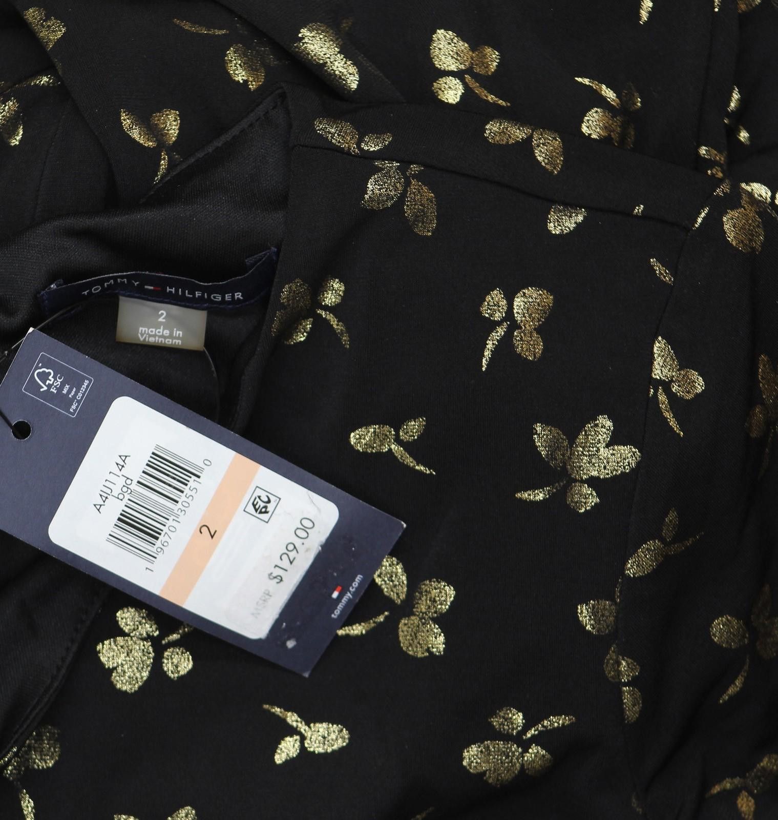 Tommy Hilfiger Nwt Tommy Hilfiger Printed Dress A4ij114a Black / Gold 2 Size XS / US 0-2 / IT 36-38 - 4 Thumbnail