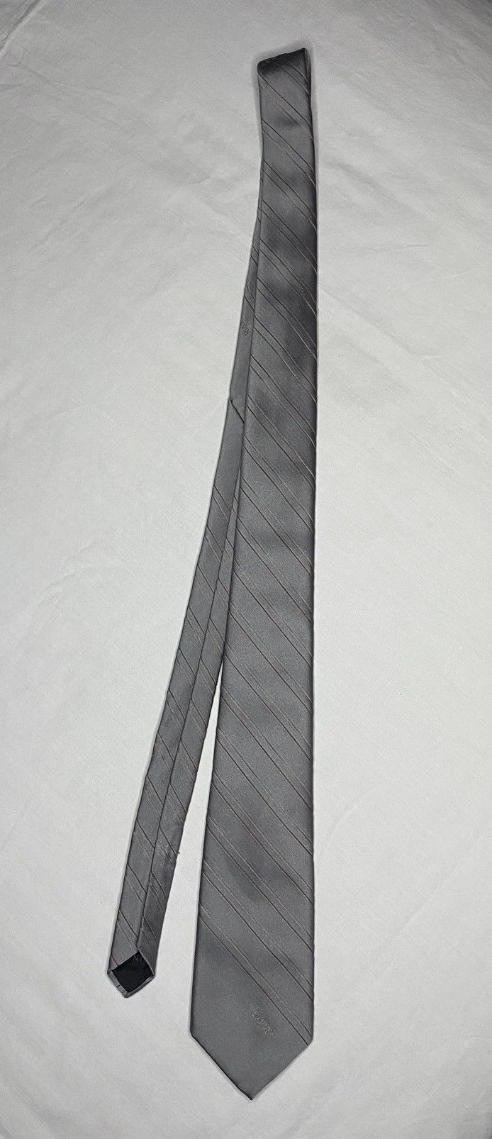 Lanvin Lanvin Paris Silk Necktie Silver Diagonal Striped Designer Size ONE SIZE - 4 Thumbnail