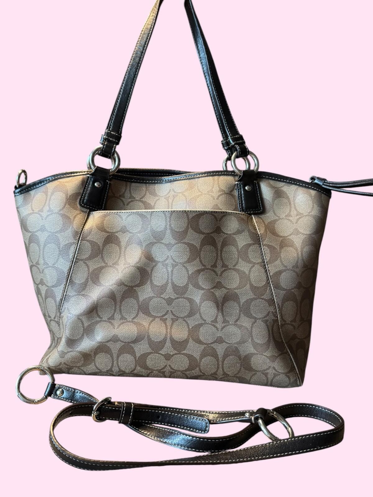 Coach Coach Signature Canvas Tote Bag with Leather Trim Size ONE SIZE - 2 Thumbnail