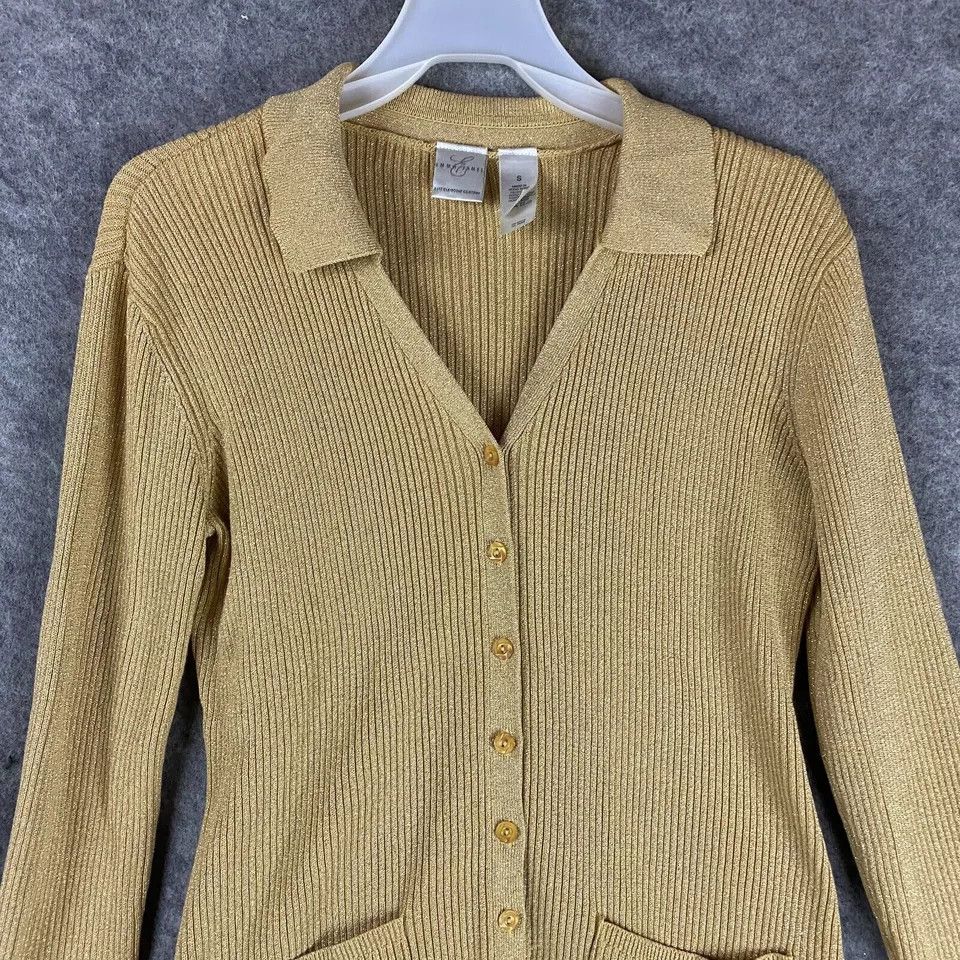 Other Emma James Cardigan Small Women's Long Sleeve Glitter Gold S Size S / US 4 / IT 40 - 2 Thumbnail