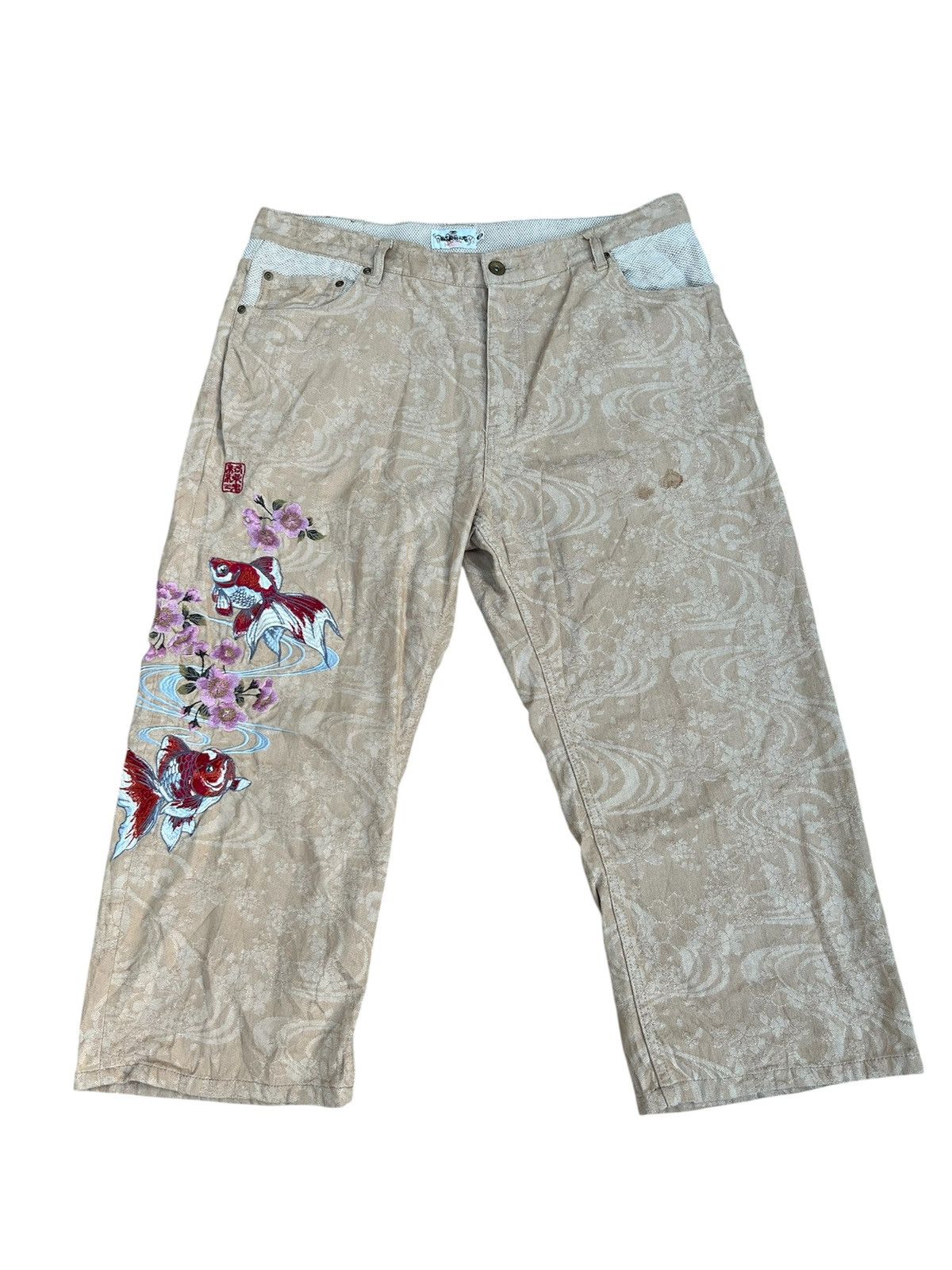 Karakuri Tamashii Karakuri Tamashi Koi Fish Embroidered Floral Pants Size US 40 / EU 56 - 1 Thumbnail
