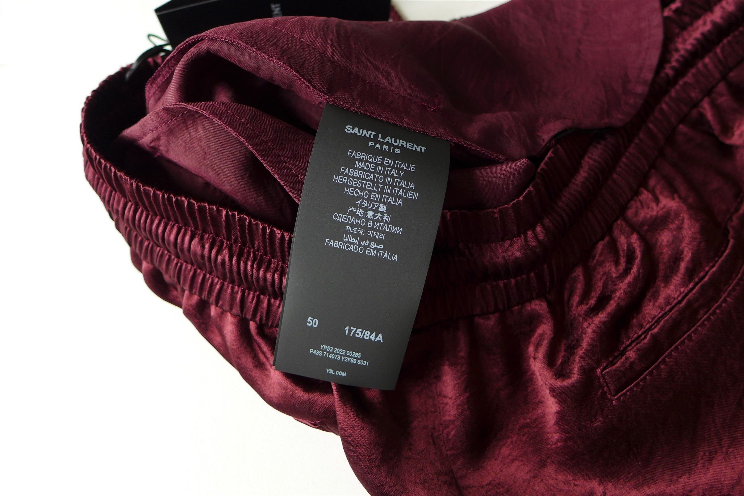 Saint Laurent Paris Saint Laurent Drawstring Track Pants - Burgundy Satin Size US 34 / EU 50 - 17 Thumbnail