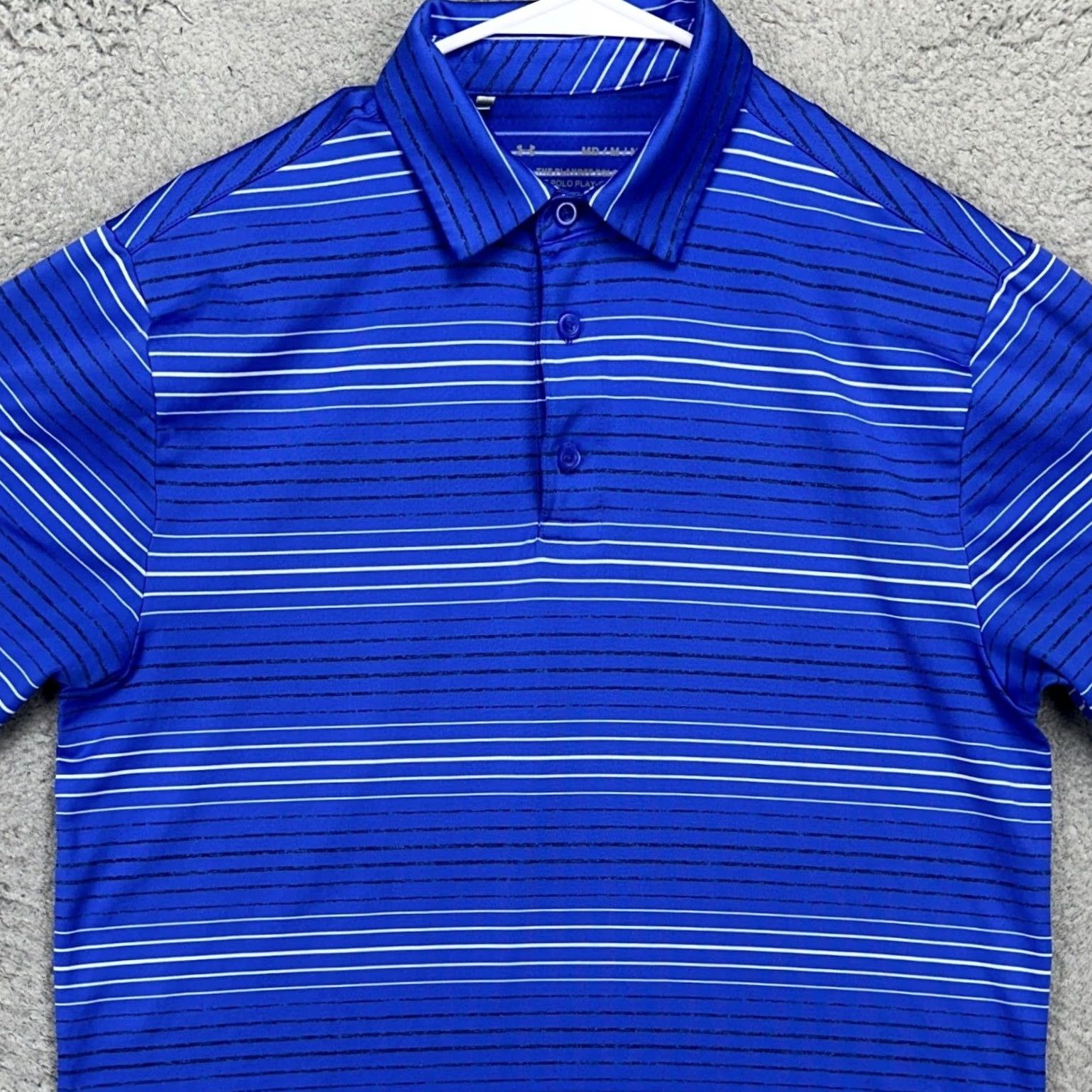 Under Armour Under Armour The Playoff Polo Shirt Mens Medium Blue Stripes Golf Stretch Rugby Short Sleeve Collared Breathable Size US M / EU 48-50 / 2 - 2 Thumbnail