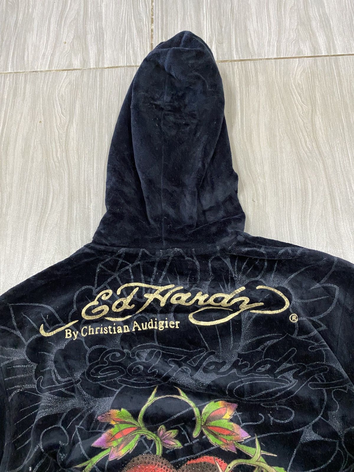 Ed Hardy Vtg Ed Hardy Velvet Hoodie Zipper Size US M / EU 48-50 / 2 - 6 Thumbnail