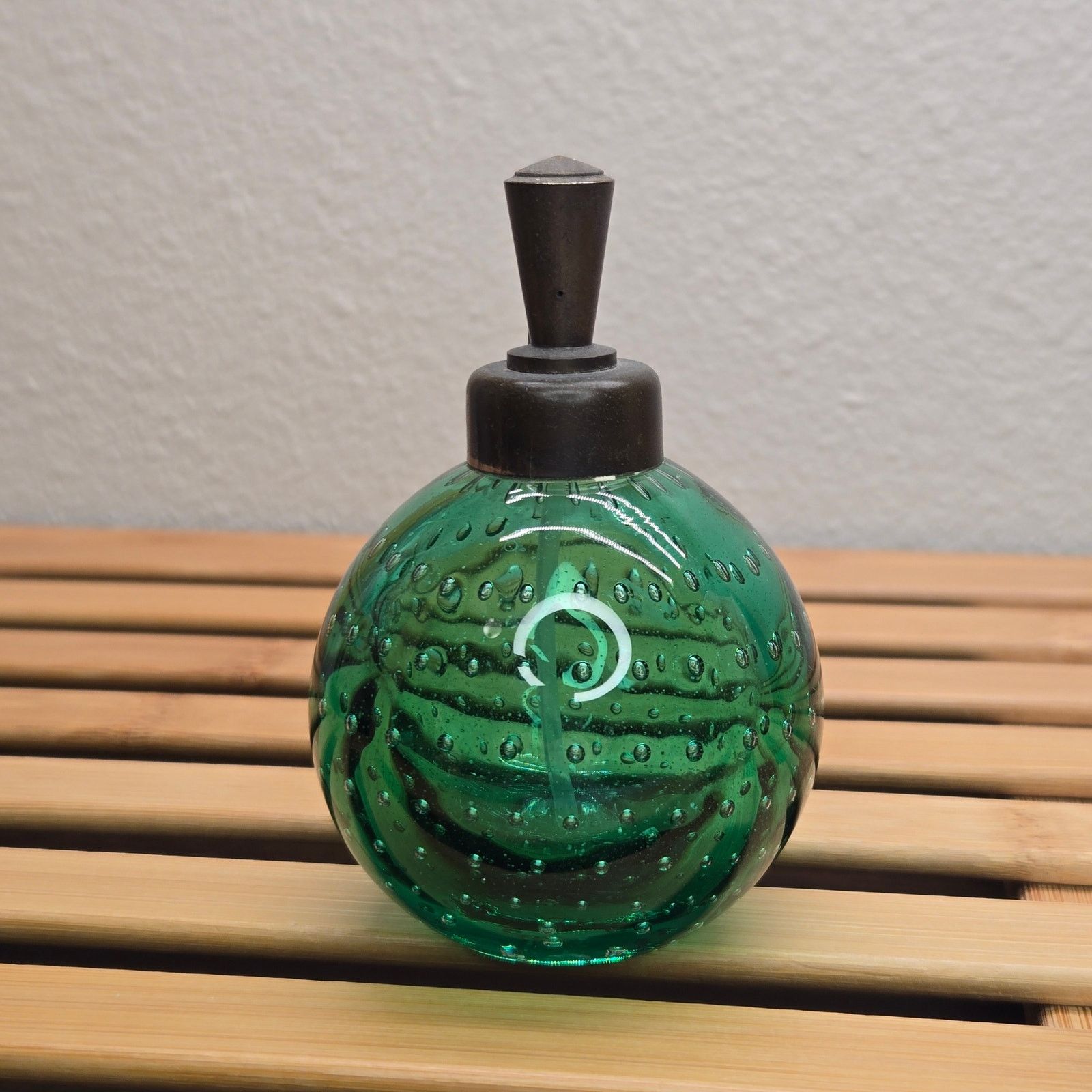Murano Art Deco Emerald Bubble Glass Perfume Atomizer Hand Blown Size ONE SIZE - 3 Thumbnail