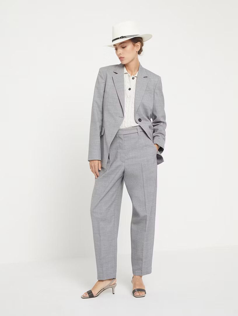 Brunello Cucinelli o1la1rc1a0425 Woven Jacket Wool in Light Grey Size M / US 6-8 / IT 42-44 - 6 Thumbnail