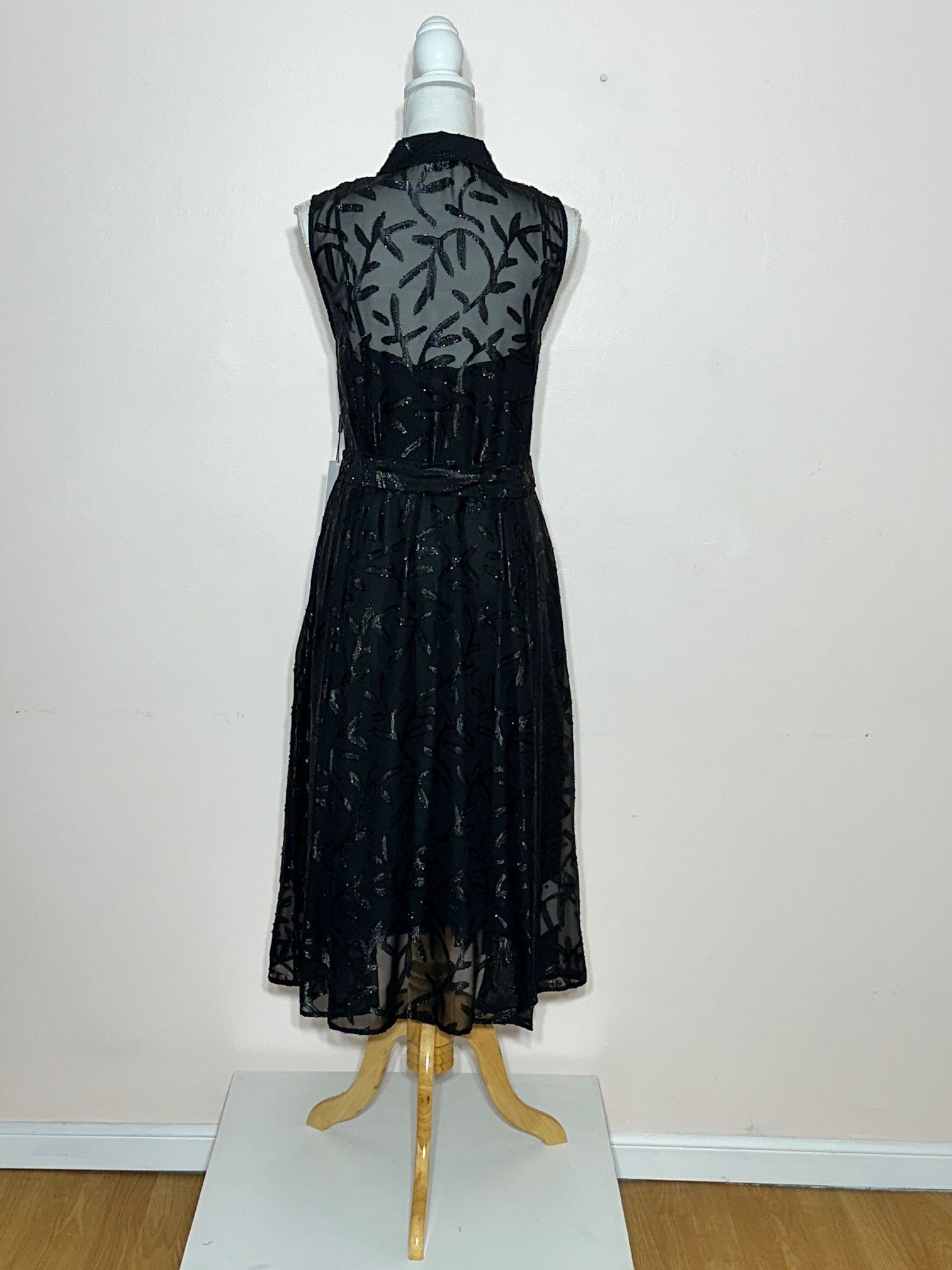 Calvin Klein Calvin Klein Chiffon with Leaf Print Applique Shirt Dress Size XL / US 12-14 / IT 48-50 - 3 Thumbnail