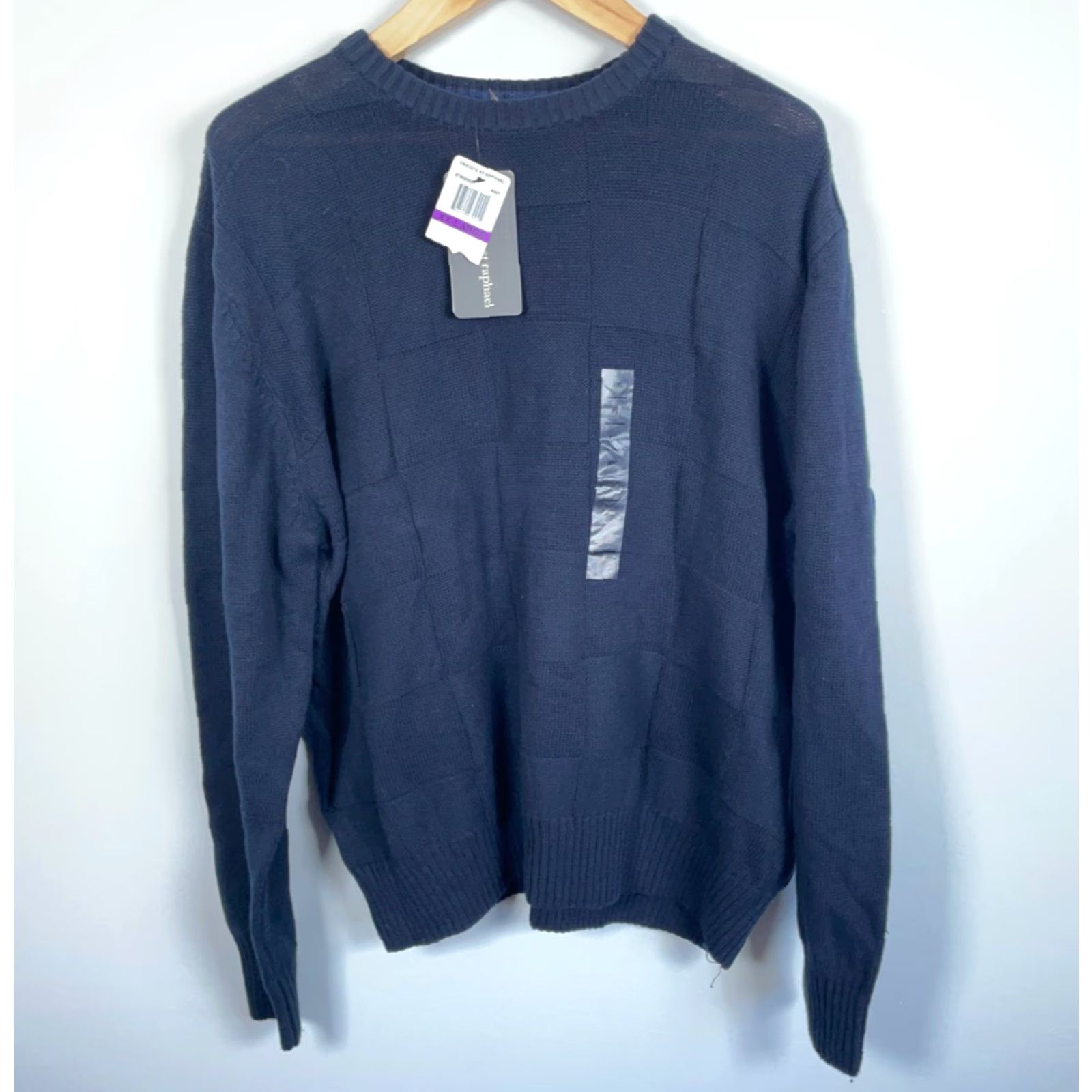 Vintage Tricots St. Raphael Patchwork Sweater Men's 2XL Dark Blue Cotton Knit Unworn Size US XXL / EU 58 / 5 - 2 Thumbnail