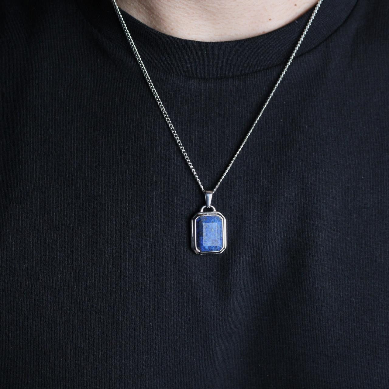Jewelry Silver Lapis Lazuli Pendant Chain Necklace Size ONE SIZE - 3 Thumbnail