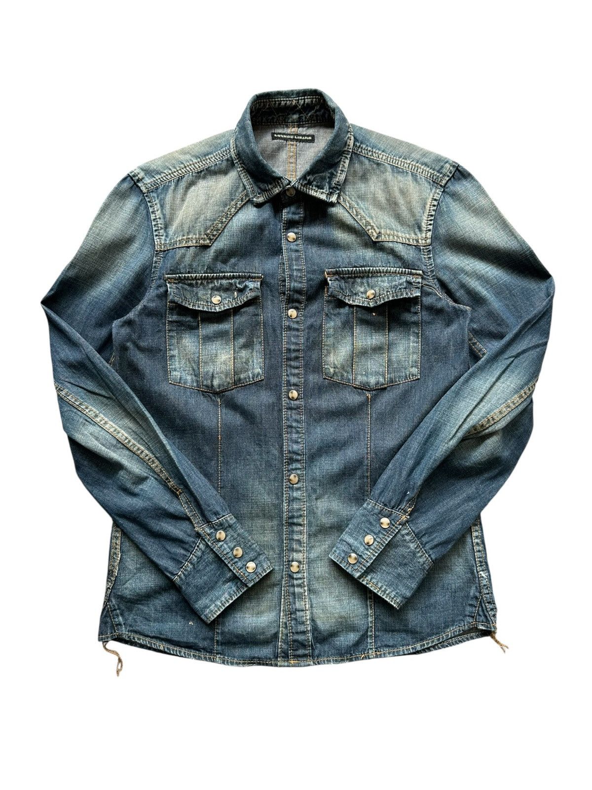 Lounge Lizard 00's Lounge Lizard stonewash denim shirt / if six was nine Size US M / EU 48-50 / 2 - 2 Thumbnail