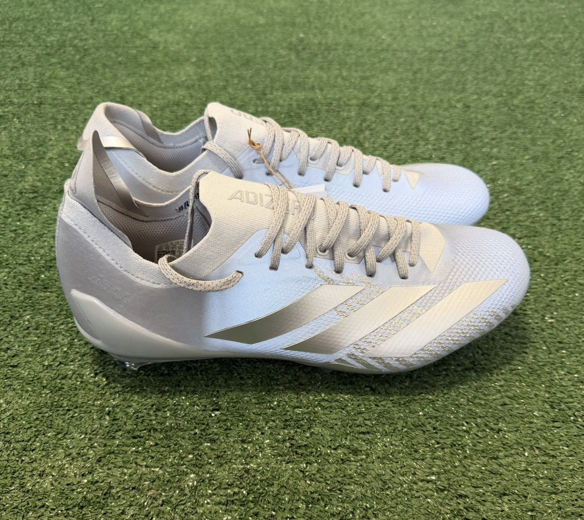 Adidas Adidas Adizero Electric + 2 Silver Metallic Football Cleats Size US 12.5 / EU 45-46 - 1 Thumbnail
