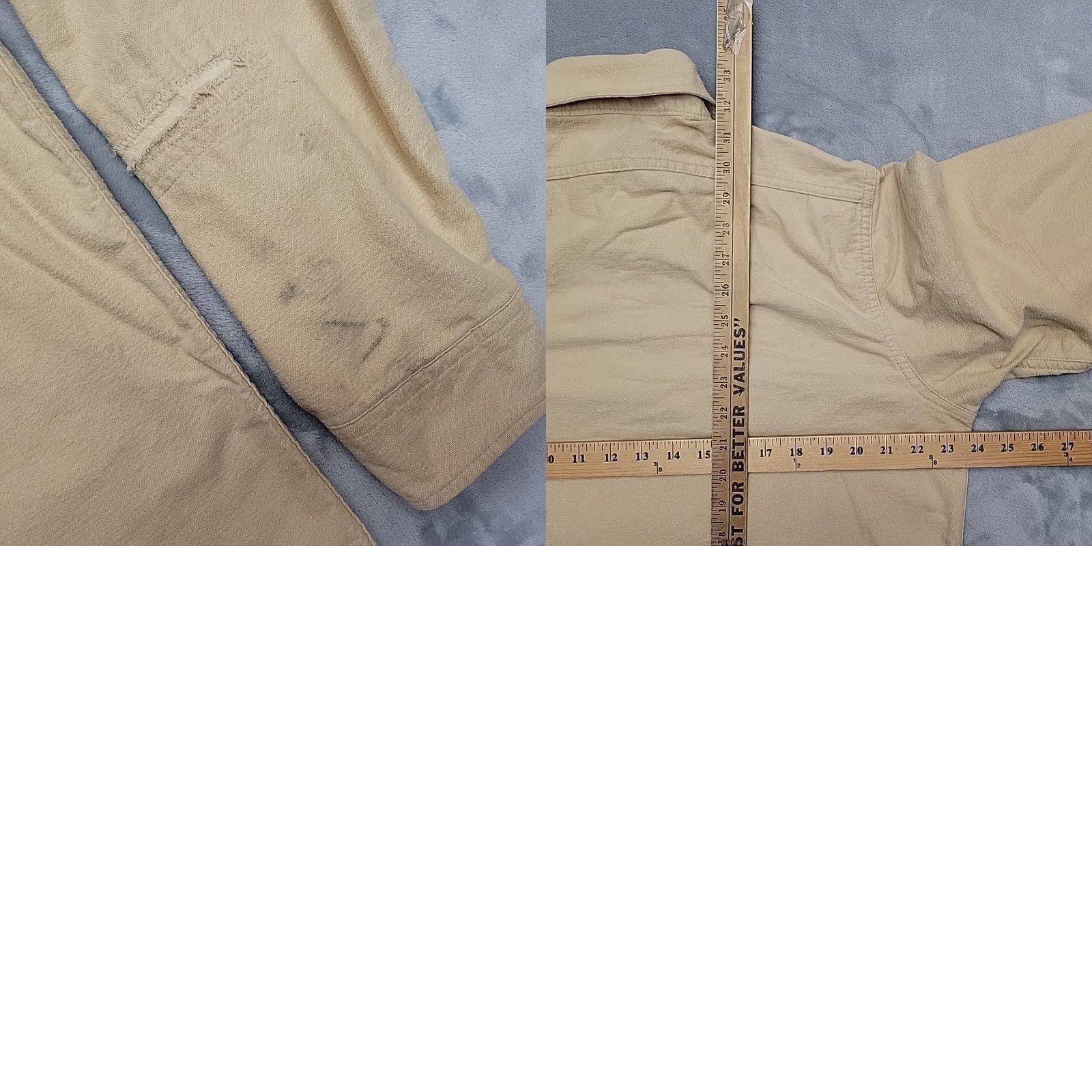 Lands' End VINTAGE Lands End Shirt Mens Tan Distressed Flannel Workwear Outdoor Cotton L Size US L / EU 52-54 / 3 - 8 Thumbnail