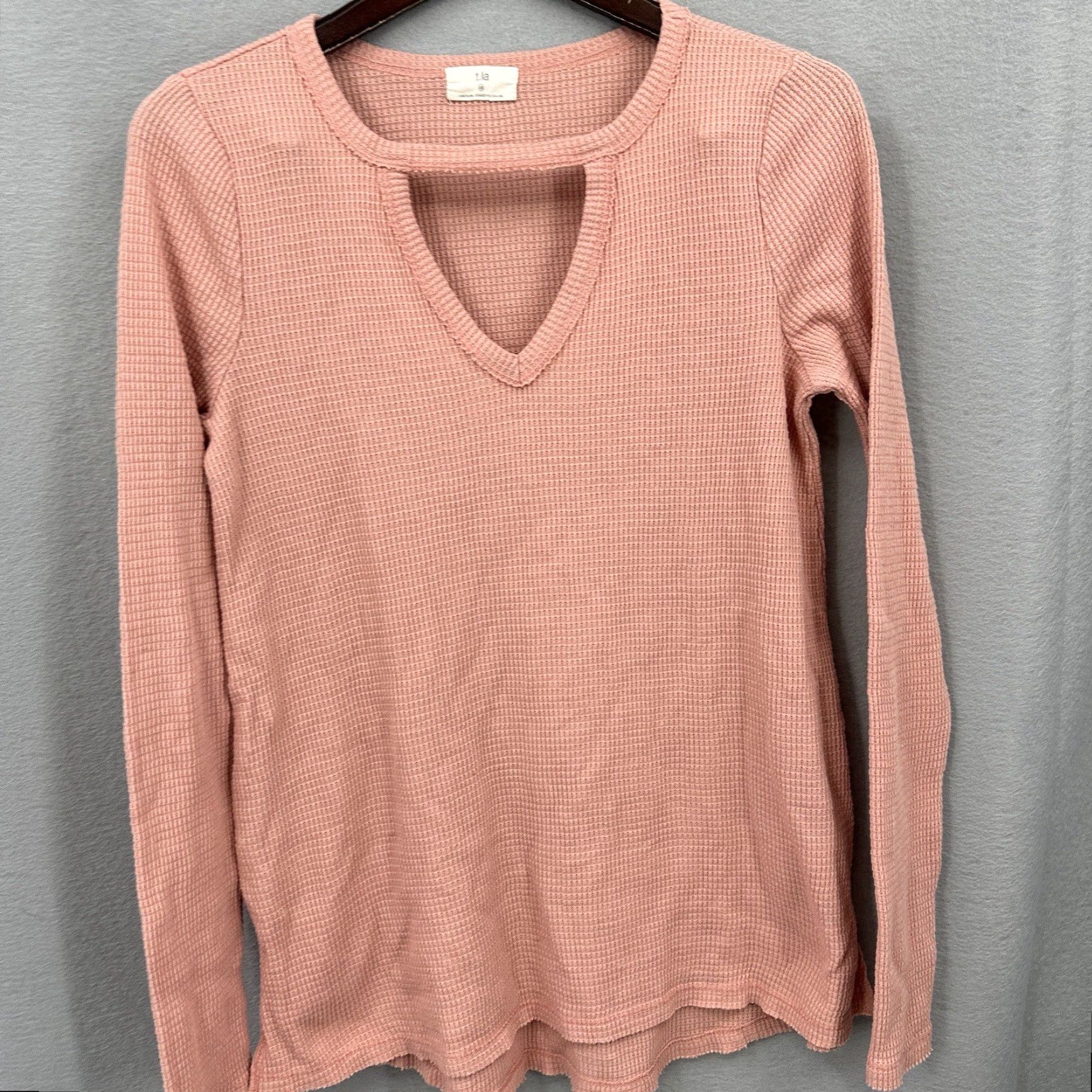 Anthropologie T.la Shirt Womens S Pink Thermal Knit Bohemian Casual Relaxed Cotton Blend Long Sleeve Vintage No Size S / US 4 / IT 40 - 5 Thumbnail