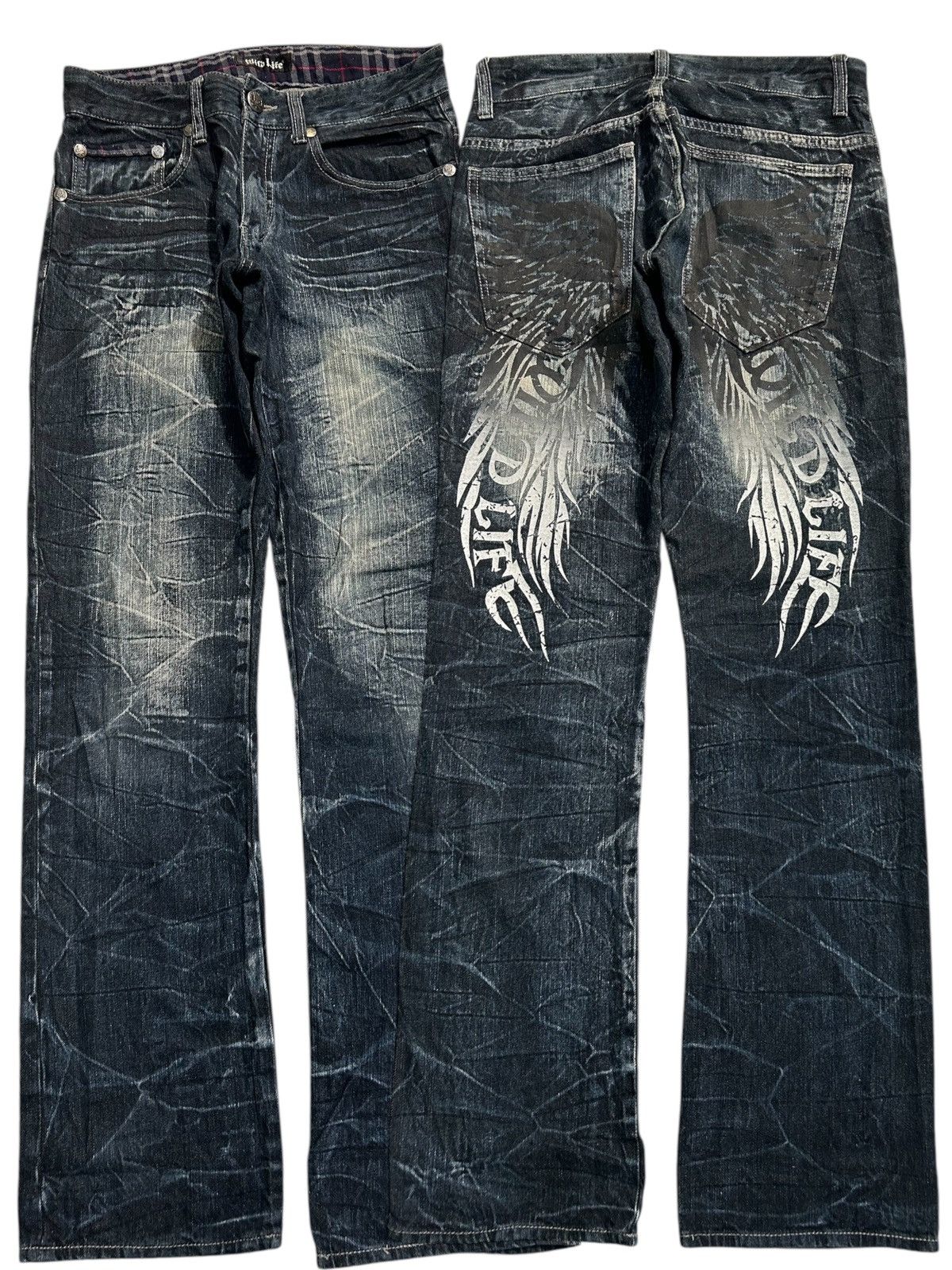 Japanese Brand × Kapital × Vintage Skull Bones wild Life Japanese Punk Denim Jeans Size US 31 - 1 Thumbnail