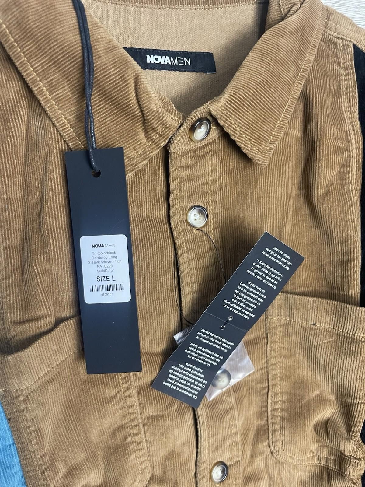 Other Nova Men Corduroy Button Down Shirt Size L NWT Size US L / EU 52-54 / 3 - 3 Thumbnail