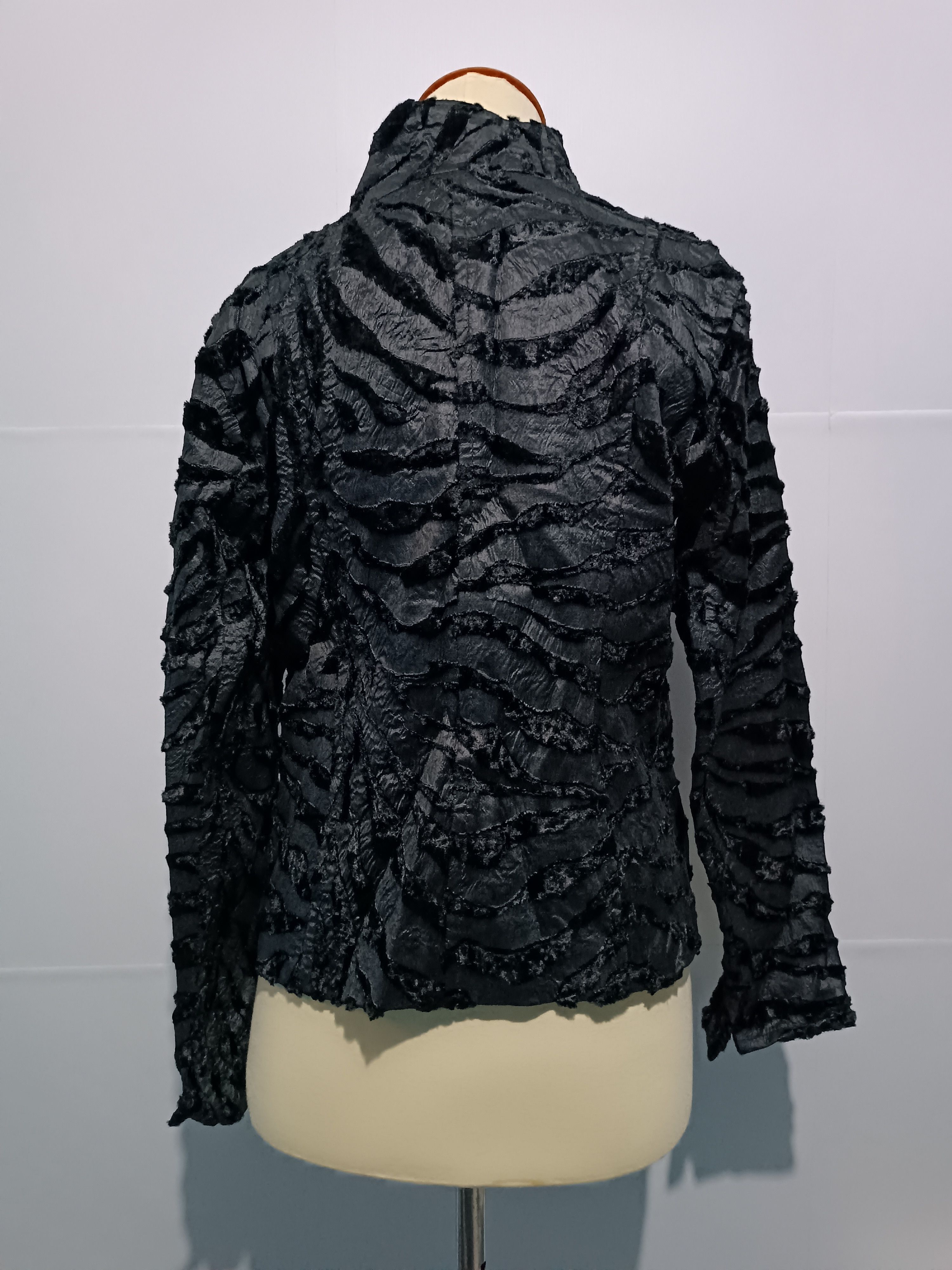 Japanese Brand Moga Women's Black Velvet Jacket Size M / US 6-8 / IT 42-44 - 3 Thumbnail