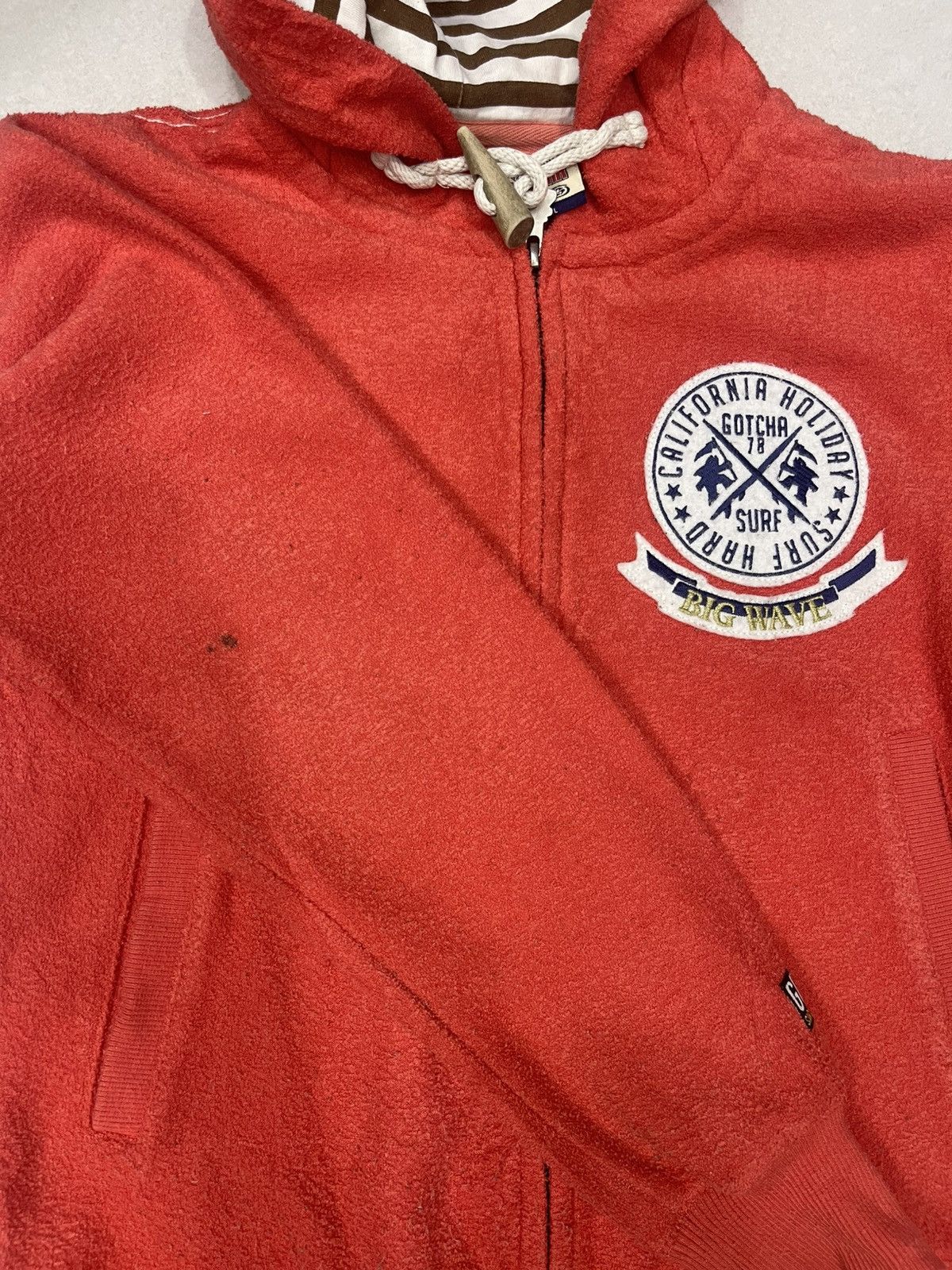 Gotcha Vtg GOTCHA "Remember Your Roots" Terry Cloth Zip Hoodie Size S / US 4 / IT 40 - 15 Thumbnail
