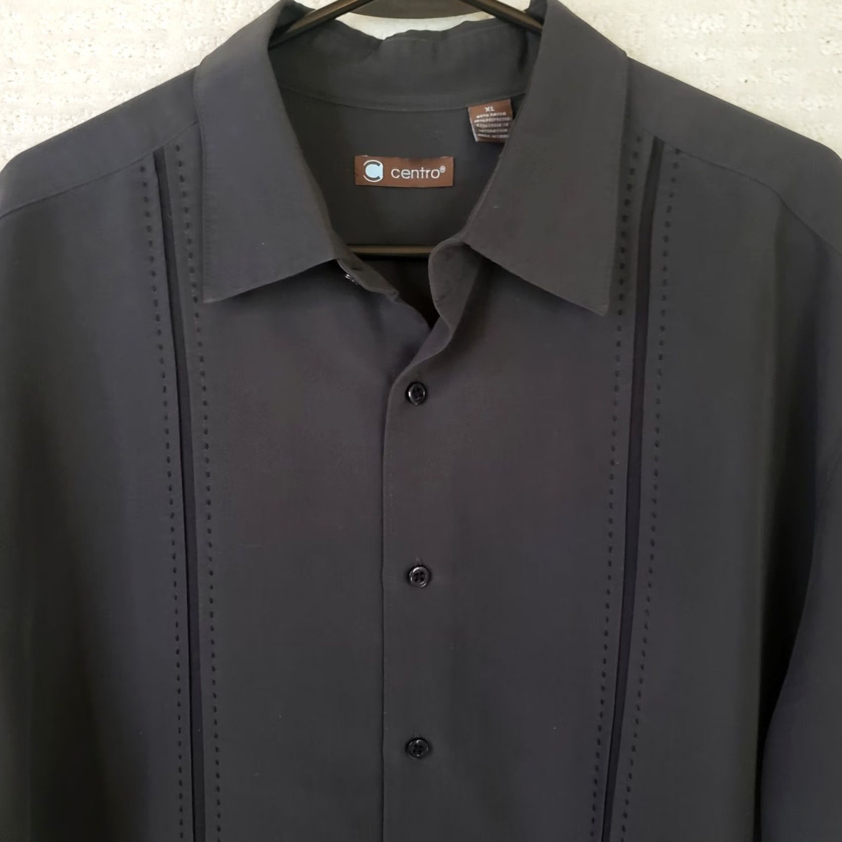 Vintage Centro Shirt Mens XL Black Button-Front Short Sleeve Rayon Blend Size US XL / EU 56 / 4 - 3 Thumbnail