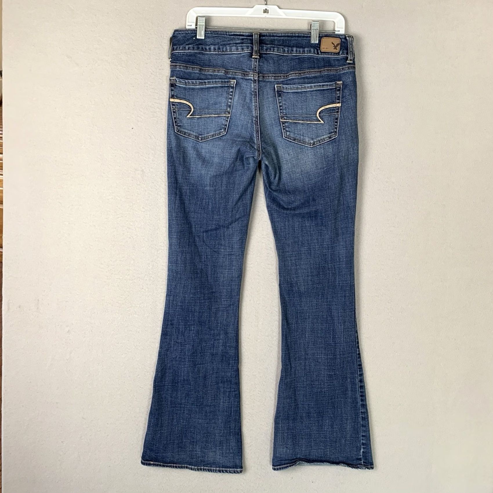 Vintage VINTAGE American Eagle Jeans Womens 10 Long Blue Artist Flare 90s Bohemian Hipster Retro Y2K Festival College City School Jeans Womens Size 32" / US 10 / IT 46 - 2 Thumbnail