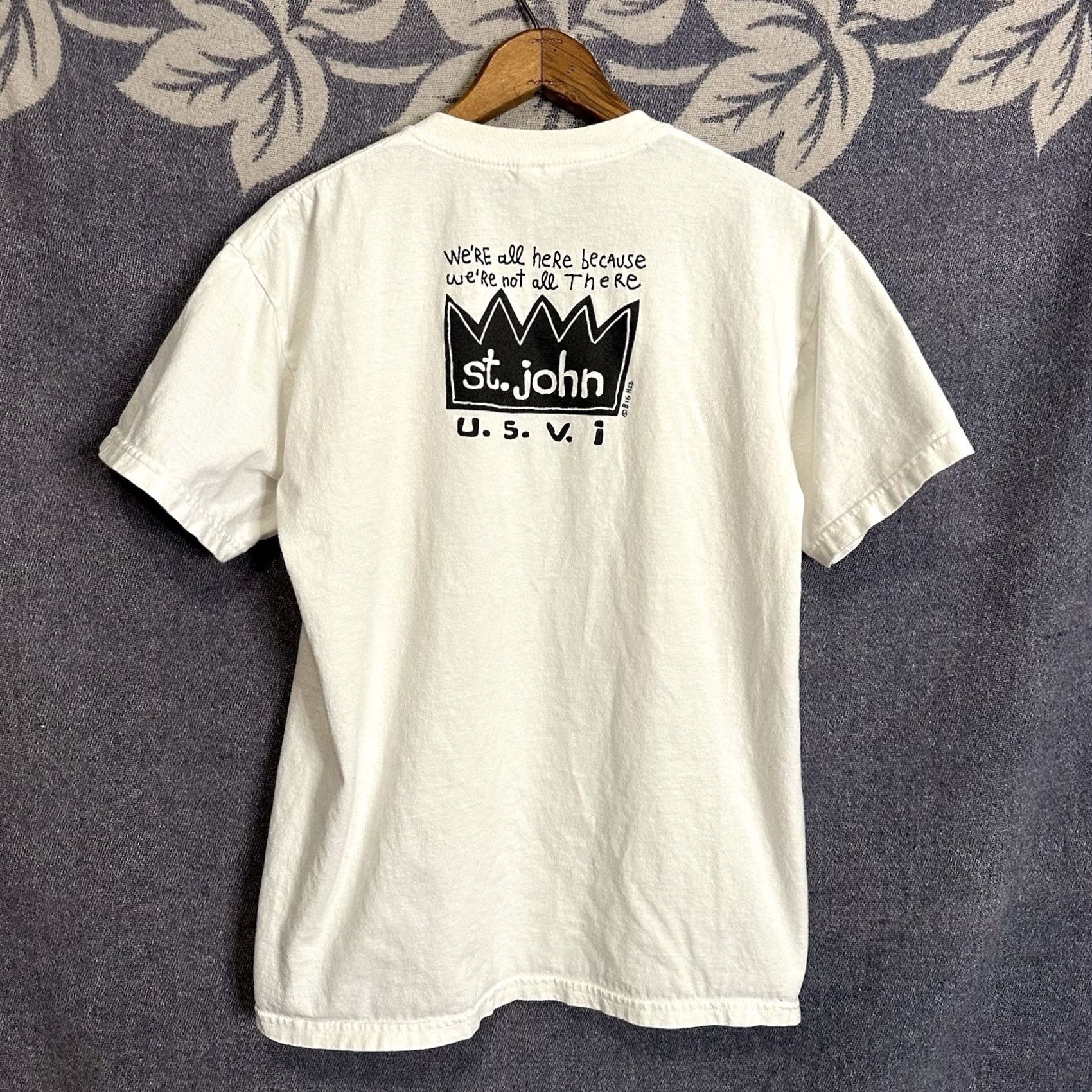 Gildan VINTAGE Big Head Designs Art T Shirt Med Coral Bay Graphic Print White Mens Size US M / EU 48-50 / 2 - 4 Thumbnail
