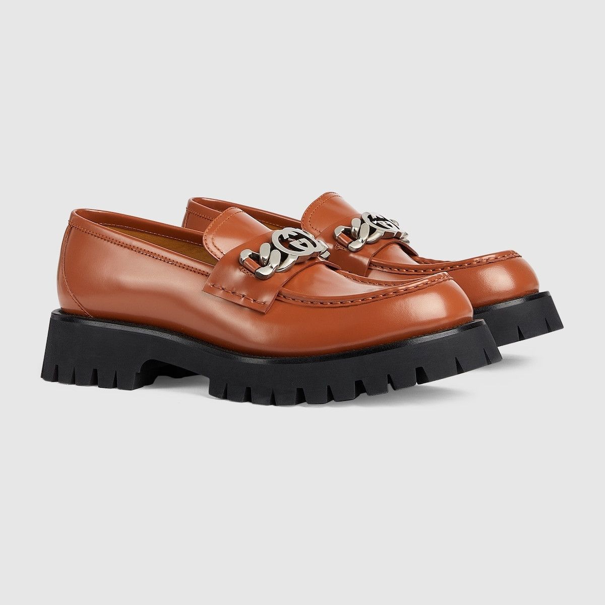 Gucci o1s1wg110125 Loafers with Interlocking G in Brown Size US 11 / EU 44 - 10 Thumbnail